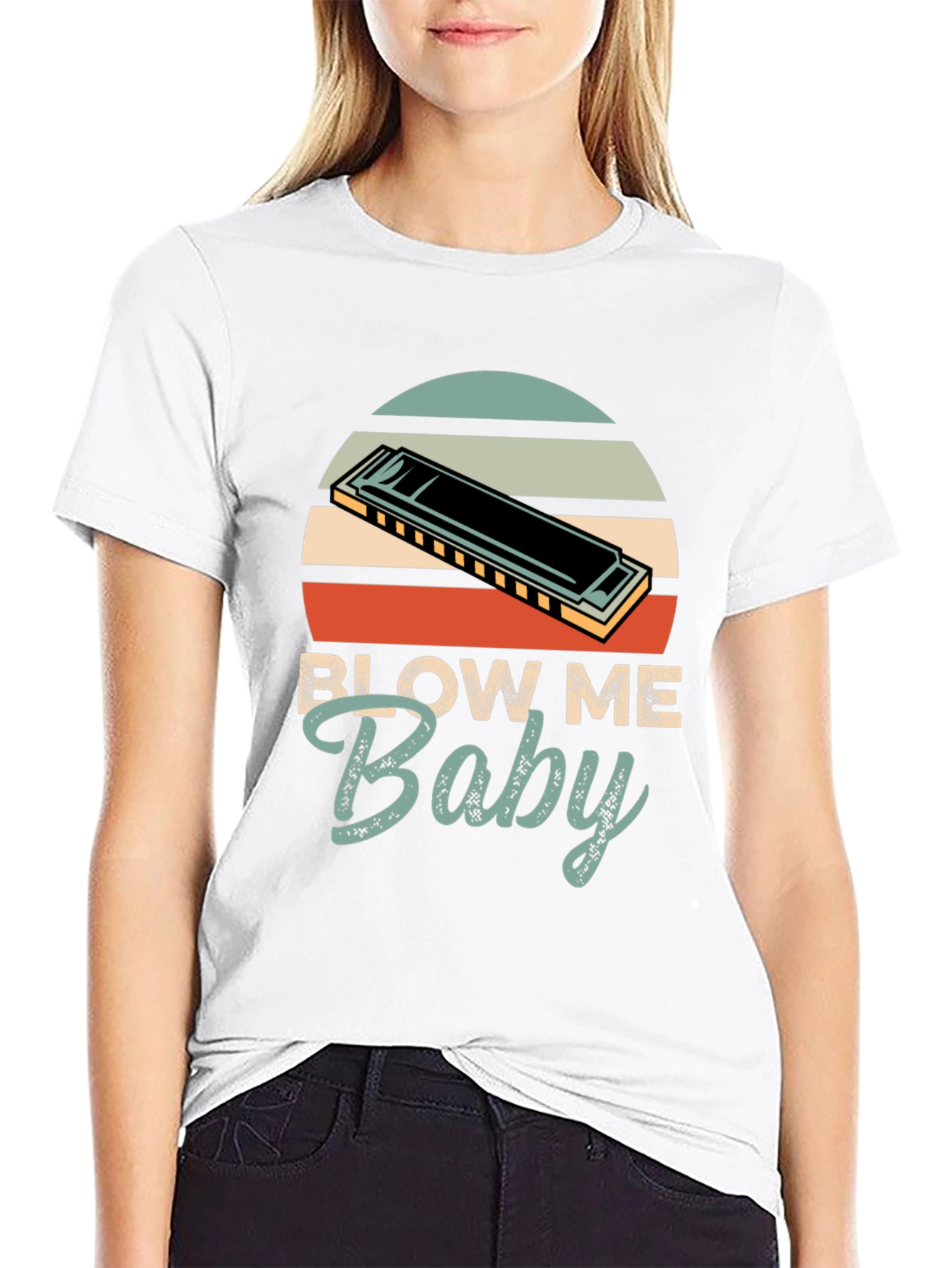 Blow Me Baby Harmonica Graphic Tee - Retro Style