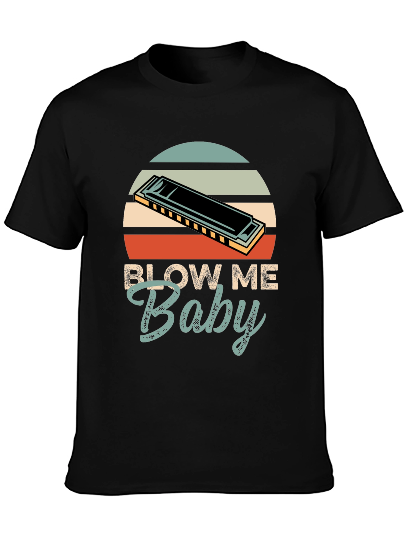 Blow Me Baby Harmonica Graphic Tee - Retro Style