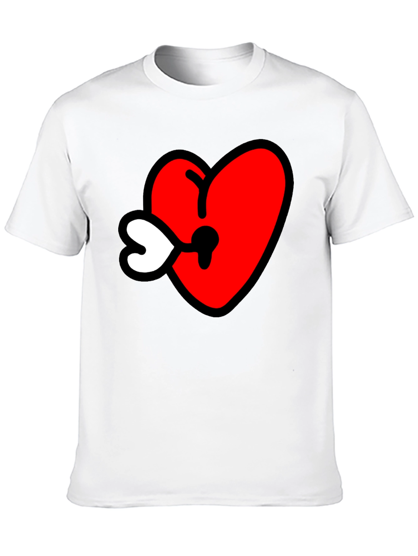 Heart Keyhole Graphic Tee - Black