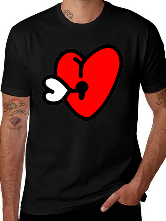 Heart Keyhole Graphic Tee - Black