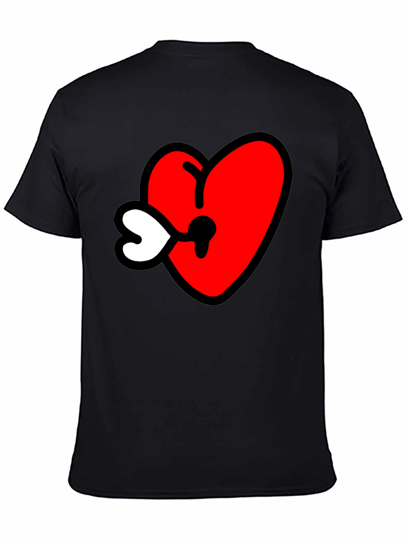 Heart Keyhole Graphic Tee - Black