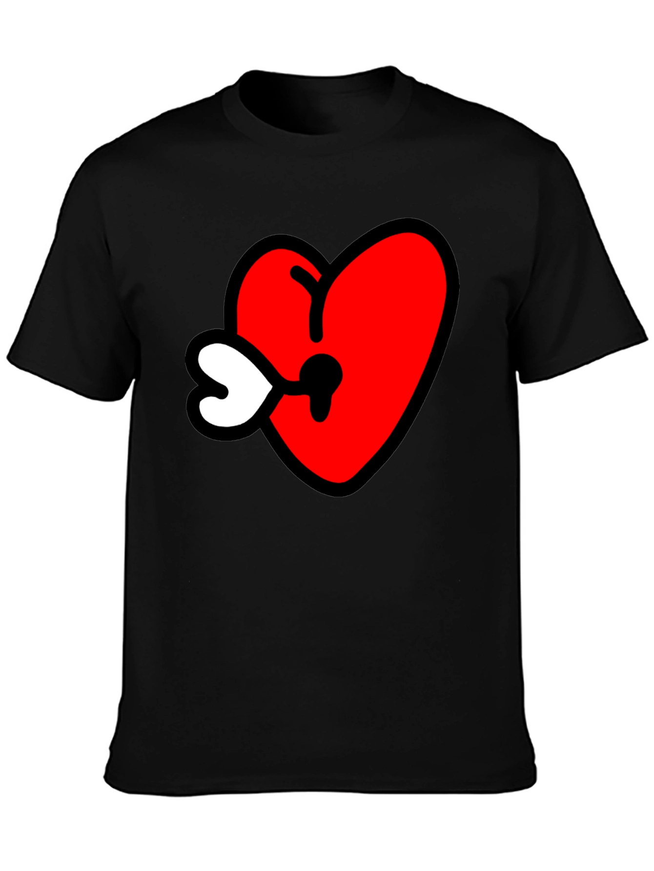 Heart Keyhole Graphic Tee - Black