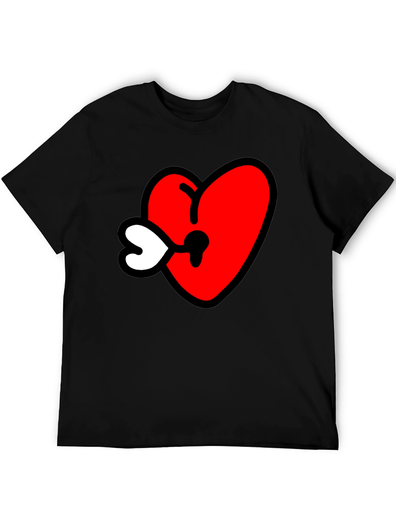 Heart Keyhole Graphic Tee - Black