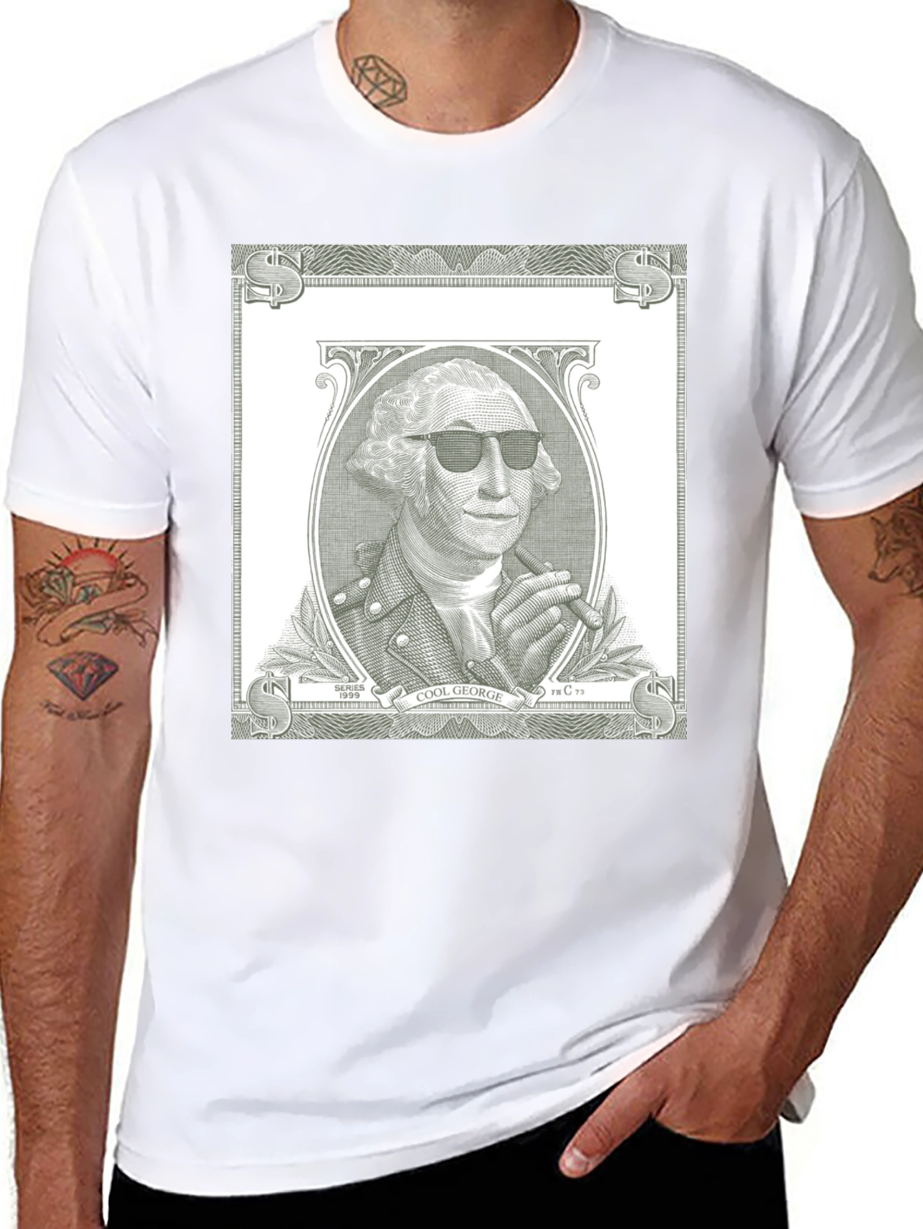 Cool George Washington Dollar Bill Black T-Shirt