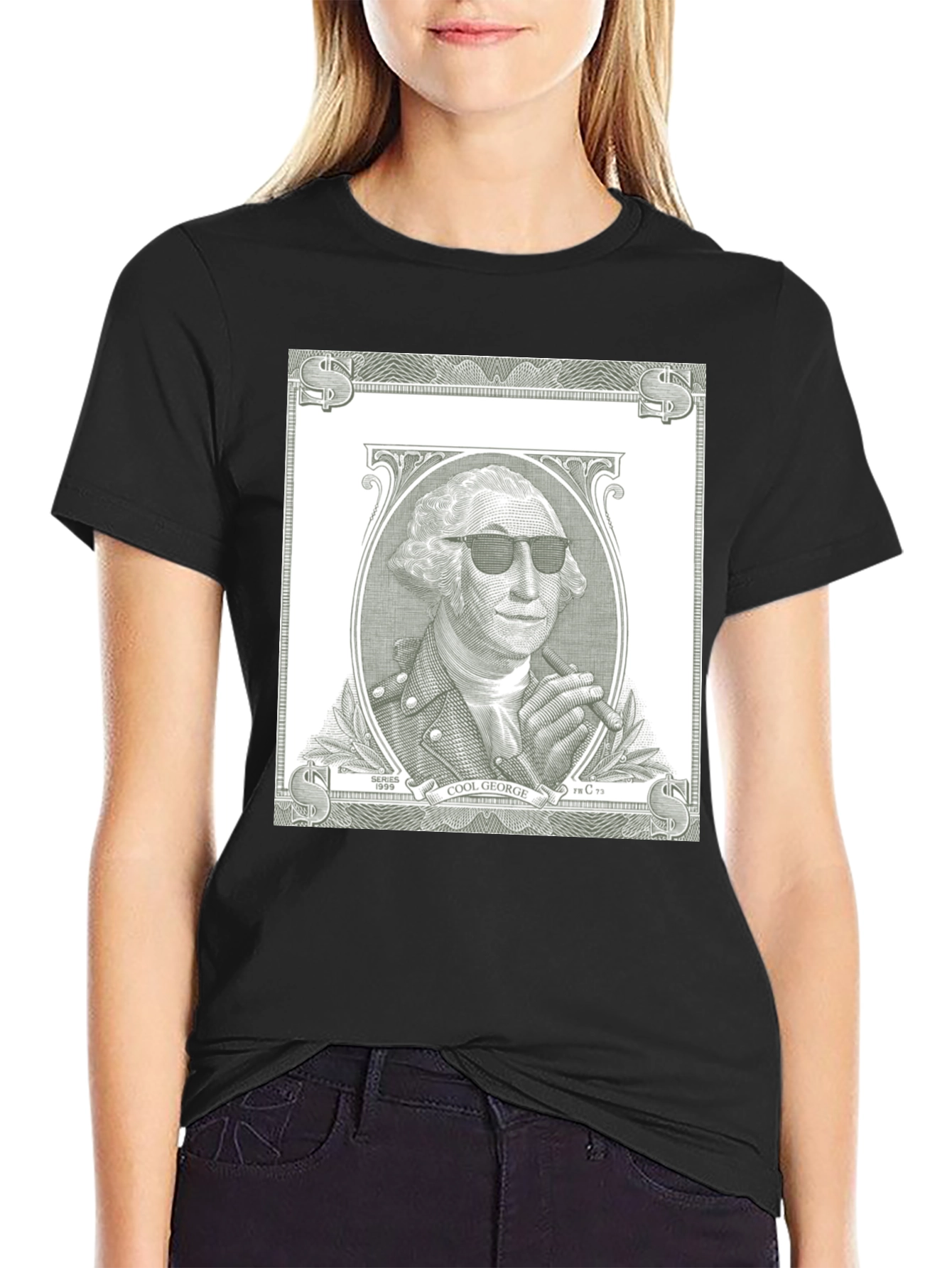 Cool George Washington Dollar Bill Black T-Shirt