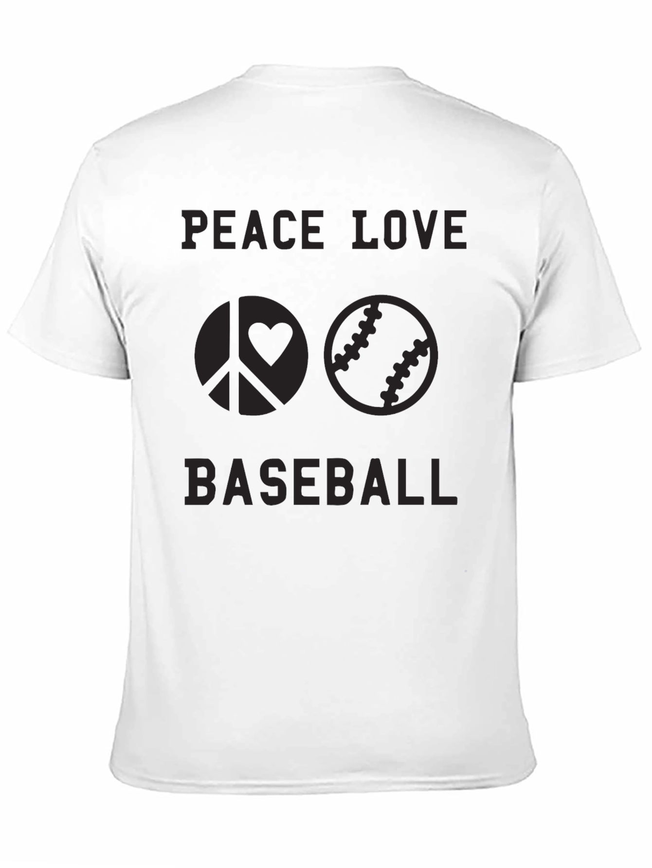 Peace Love Baseball Black T-Shirt