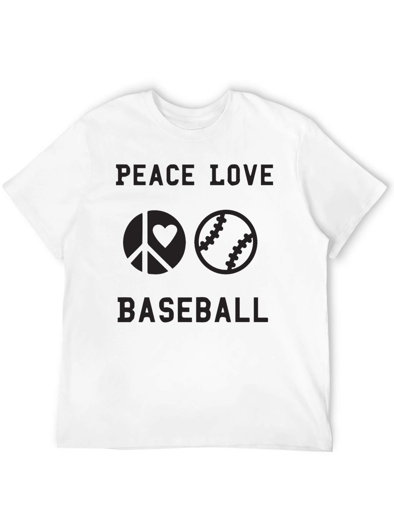 Peace Love Baseball Black T-Shirt
