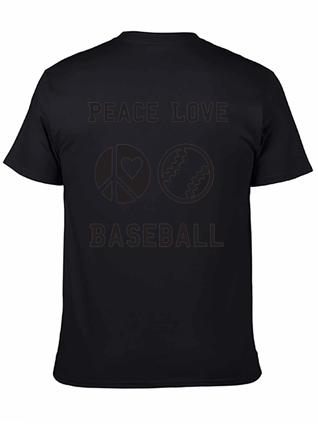 Peace Love Baseball Black T-Shirt