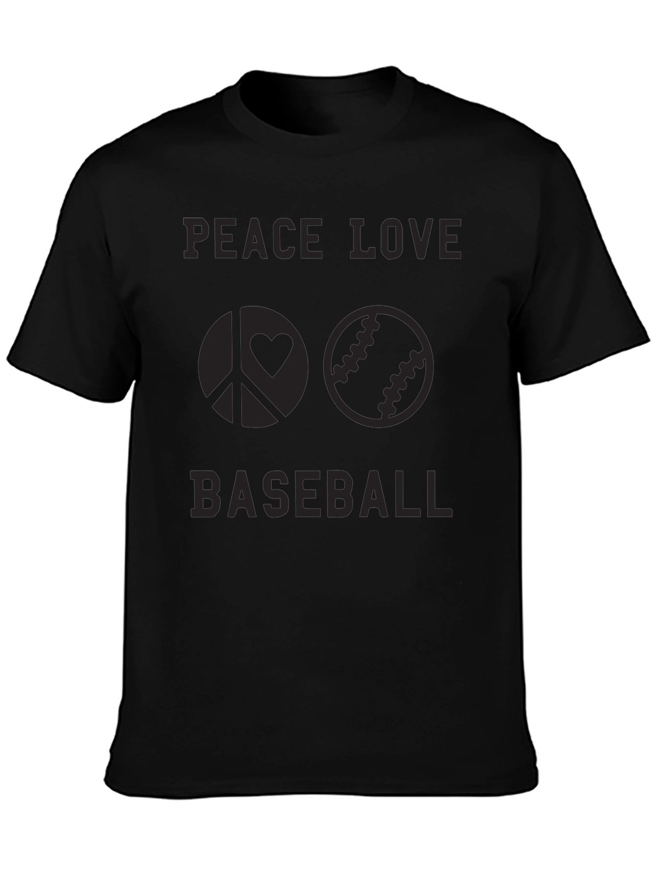 Peace Love Baseball Black T-Shirt