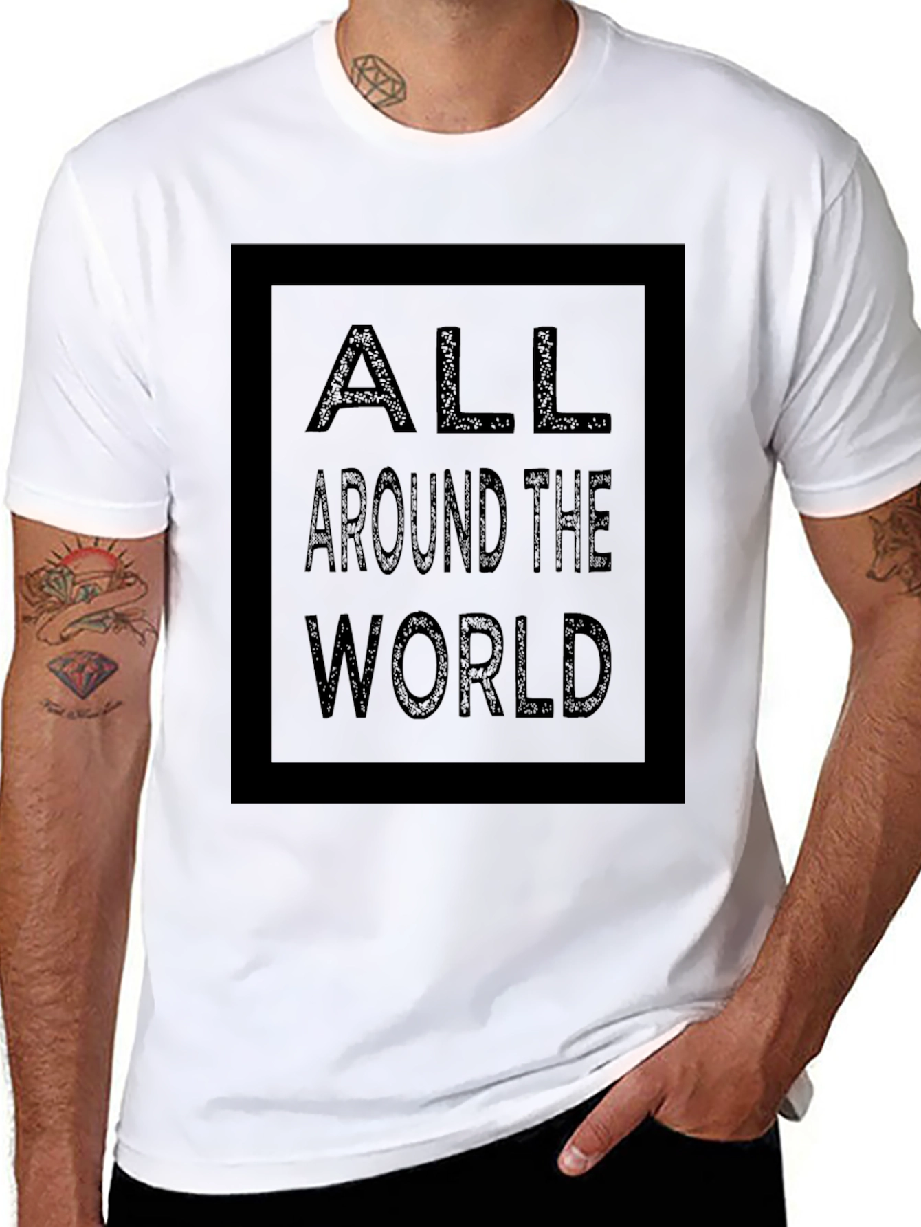 All Around the World Graphic Print Black T-Shirt
