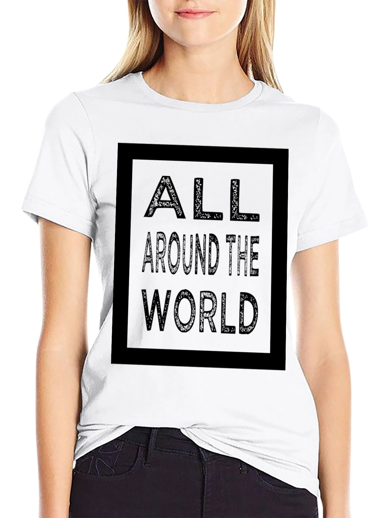 All Around the World Graphic Print Black T-Shirt