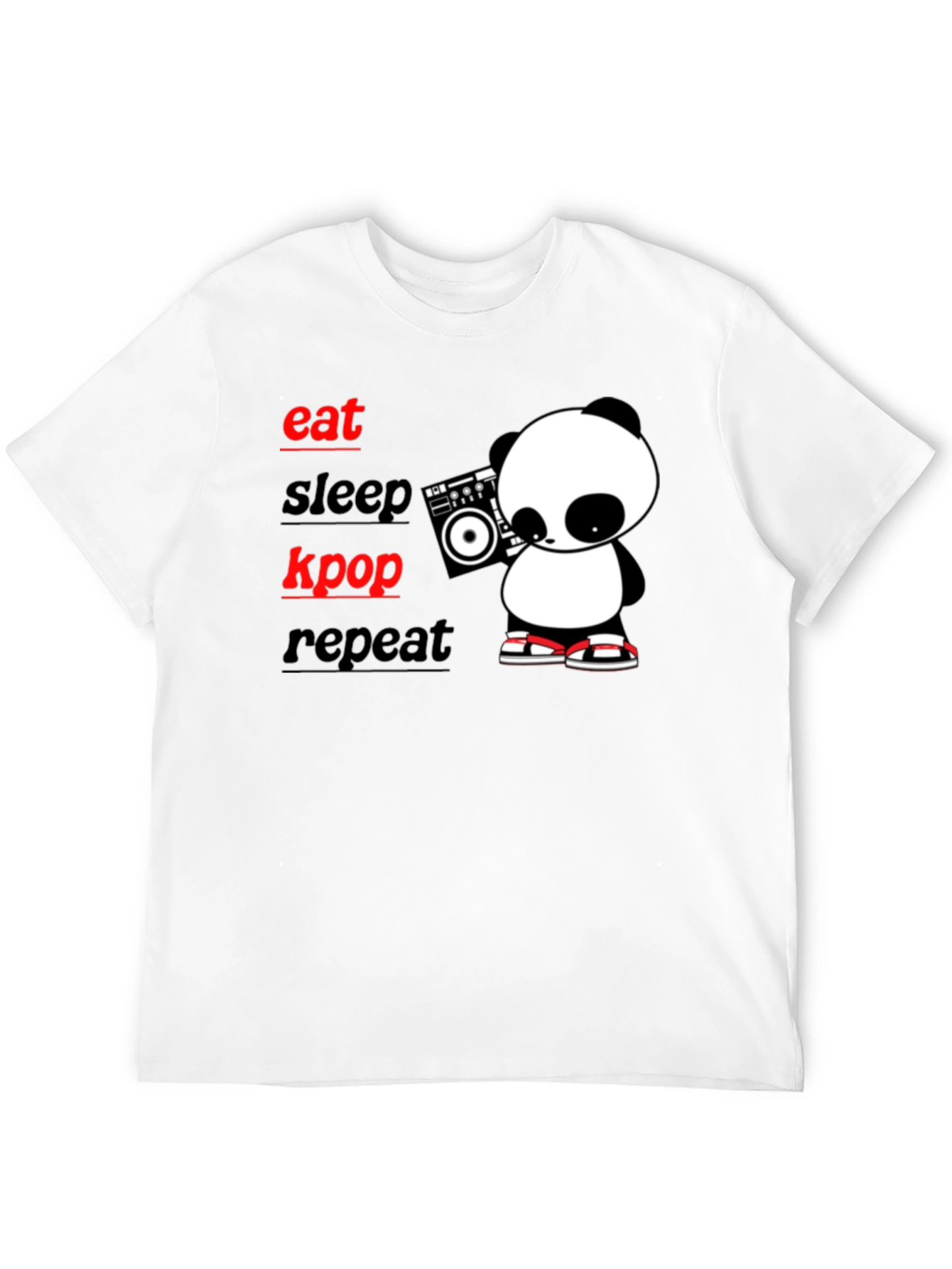 Eat Sleep Kpop Repeat Panda Graphic T-Shirt