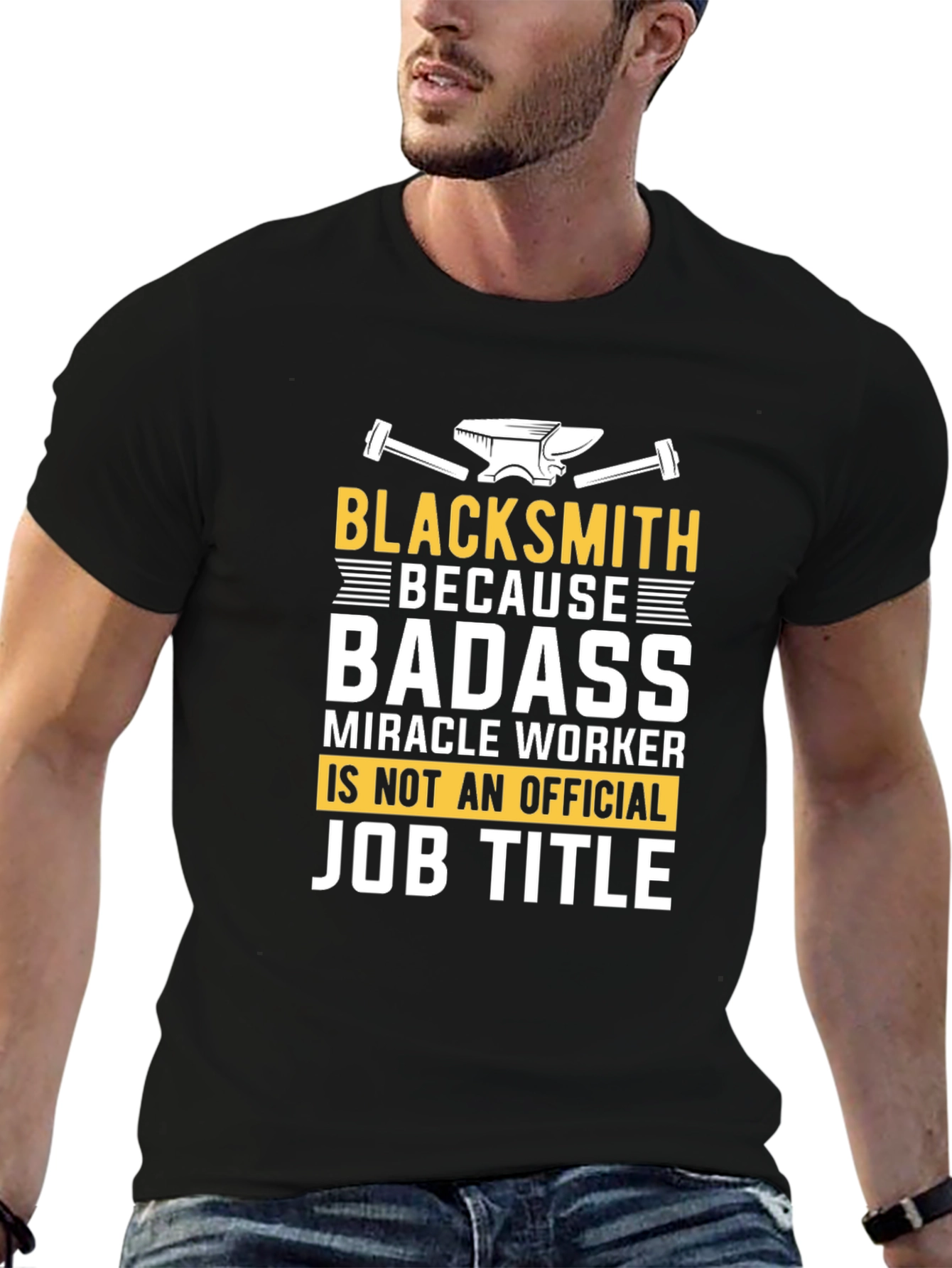Blacksmith Badass Job Title T-Shirt - Black
