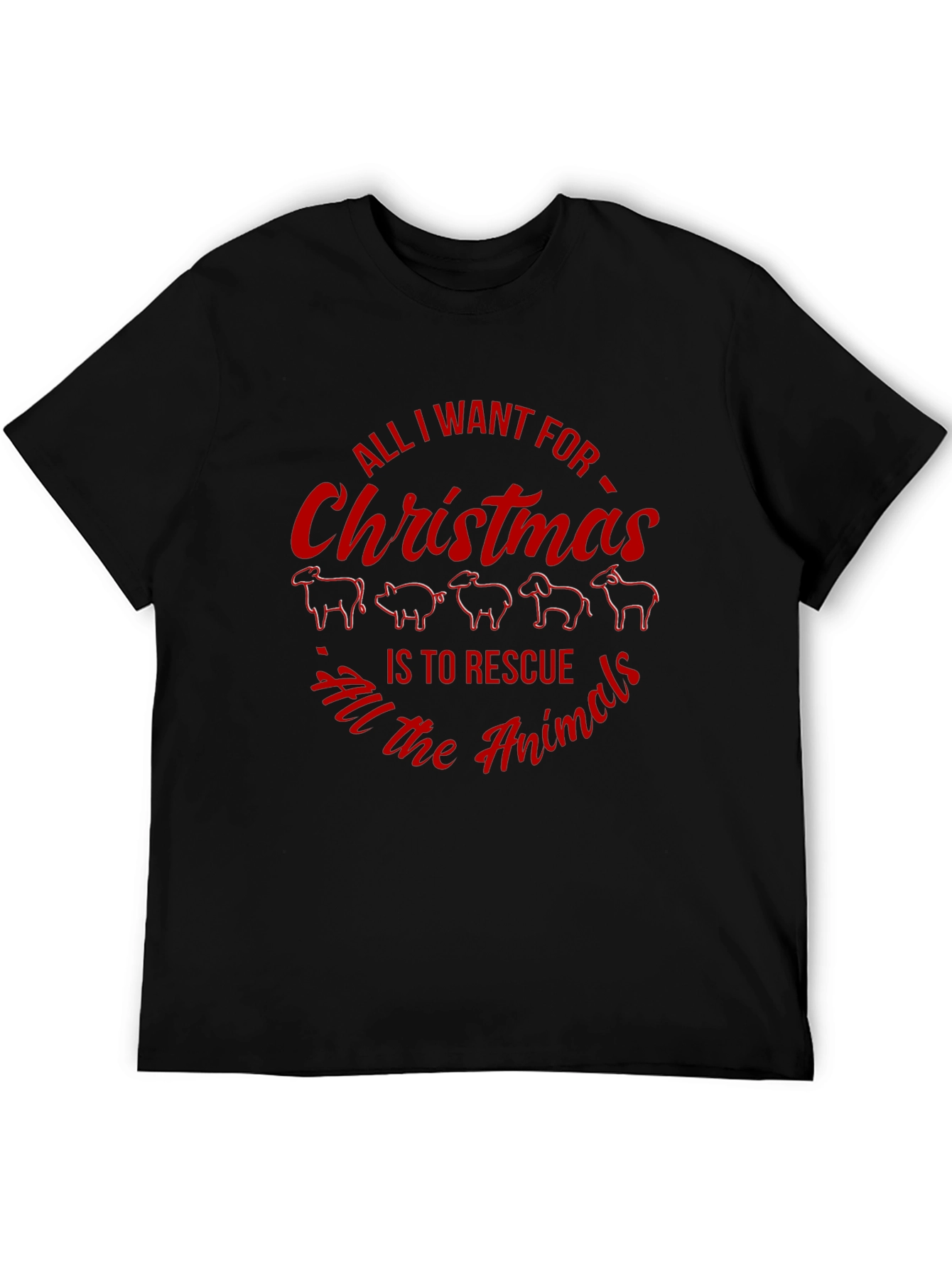 Rescue All Animals Christmas T-Shirt