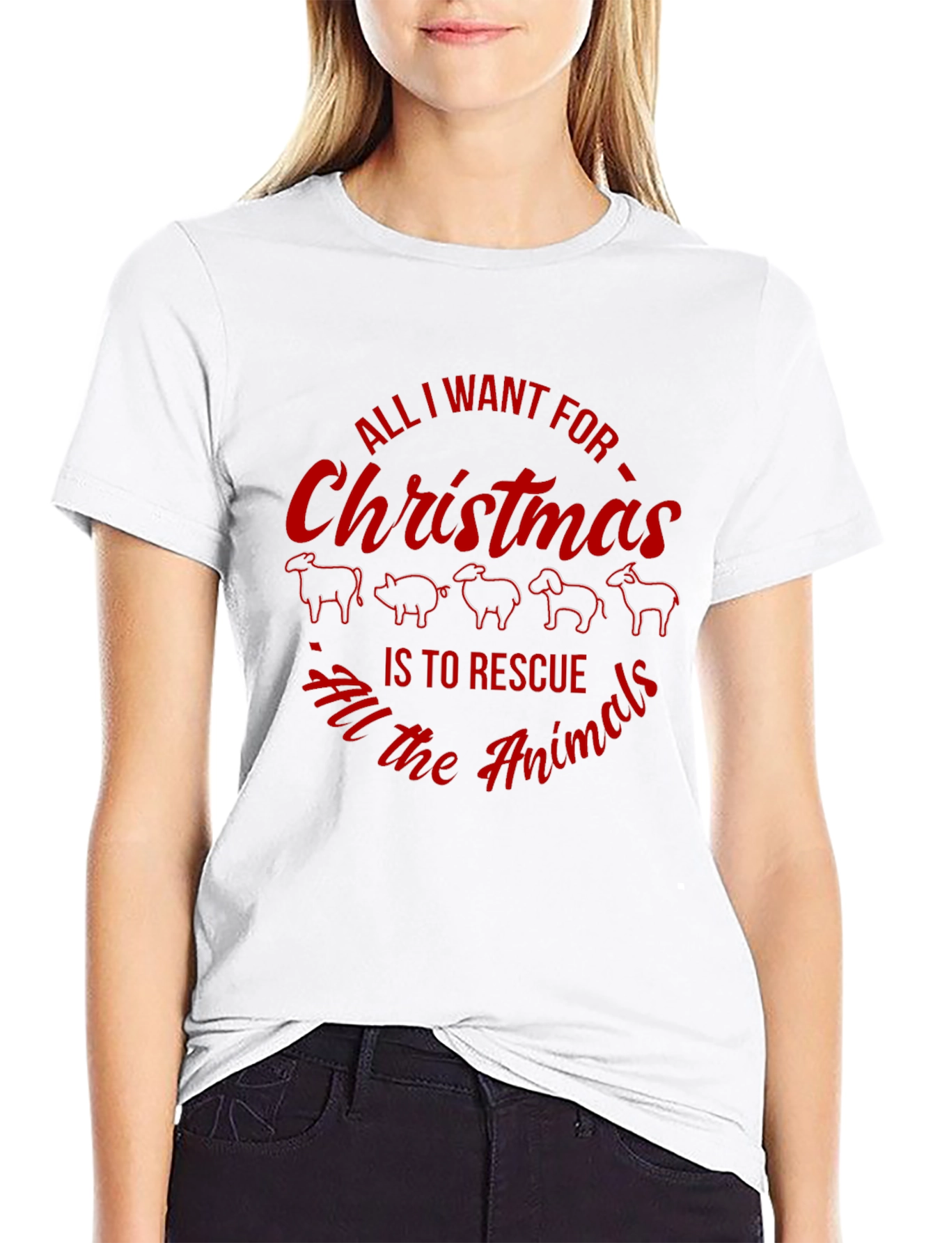 Rescue All Animals Christmas T-Shirt