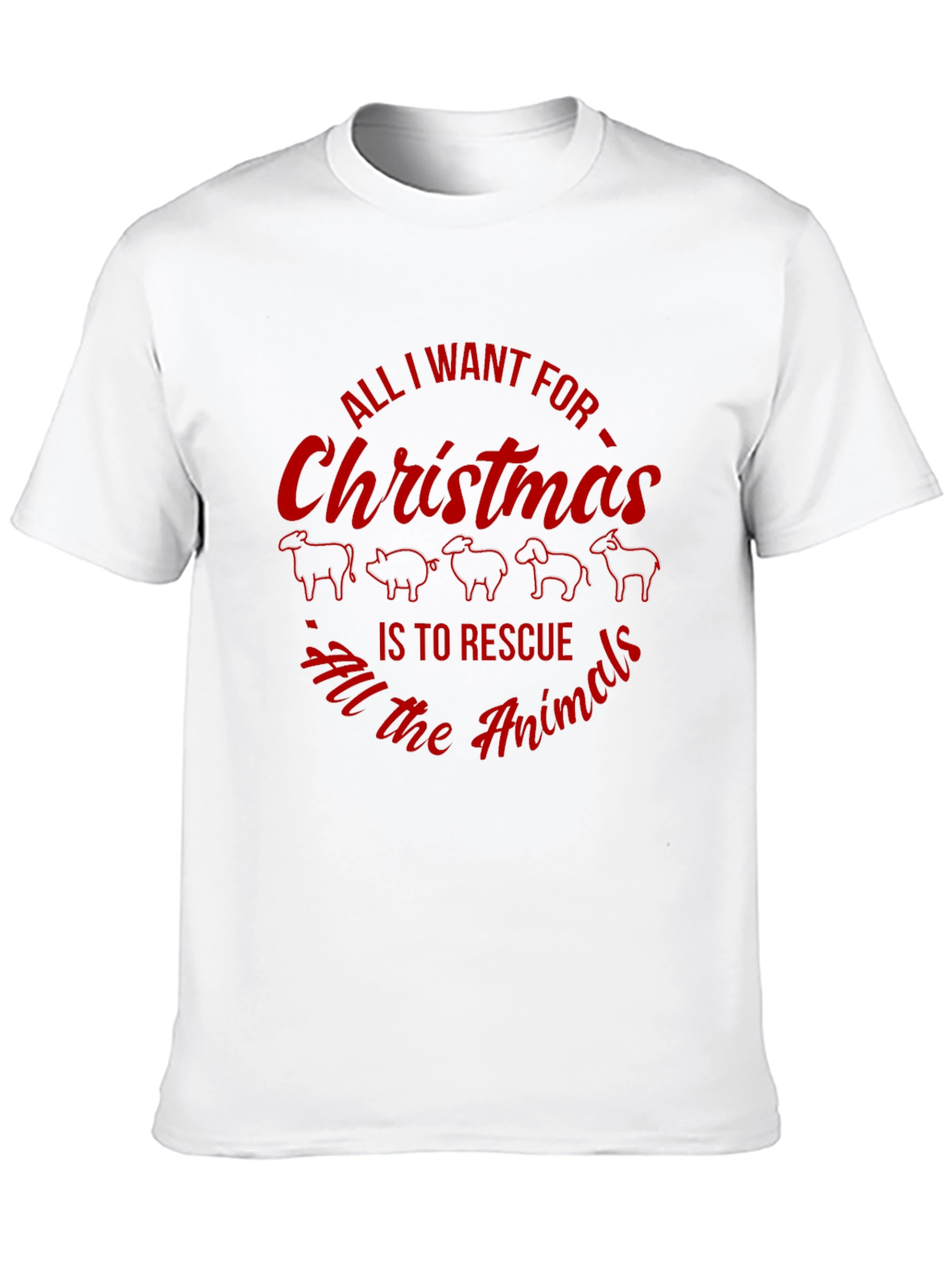 Rescue All Animals Christmas T-Shirt