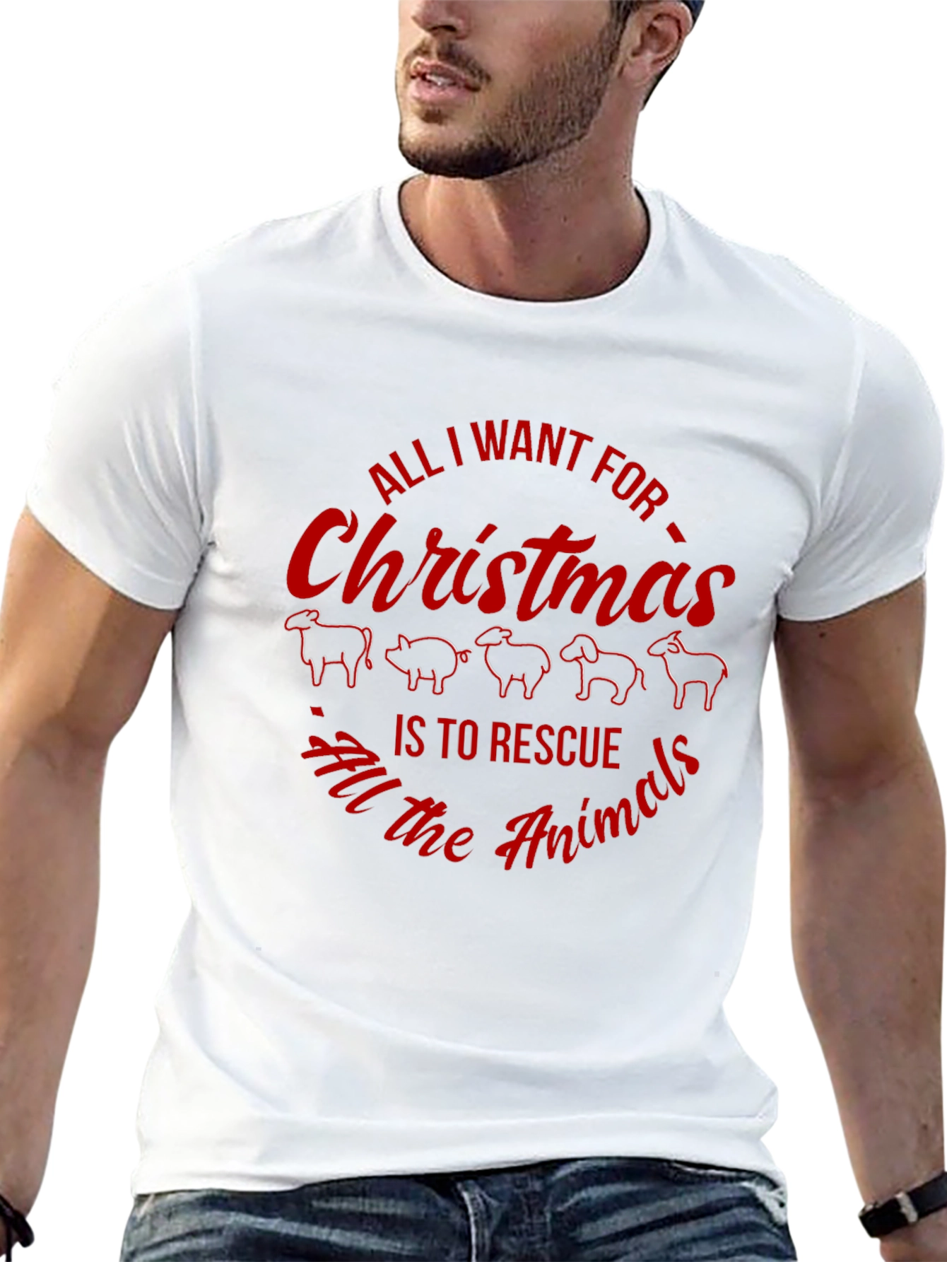 Rescue All Animals Christmas T-Shirt