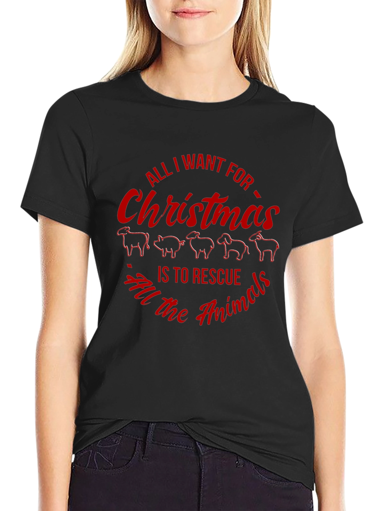 Rescue All Animals Christmas T-Shirt