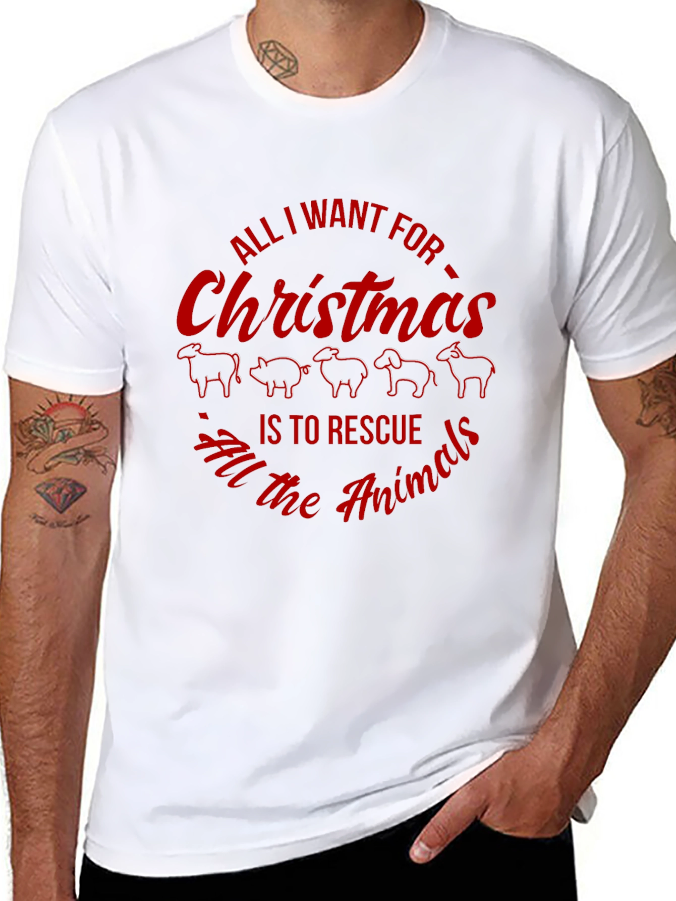 Rescue All Animals Christmas T-Shirt