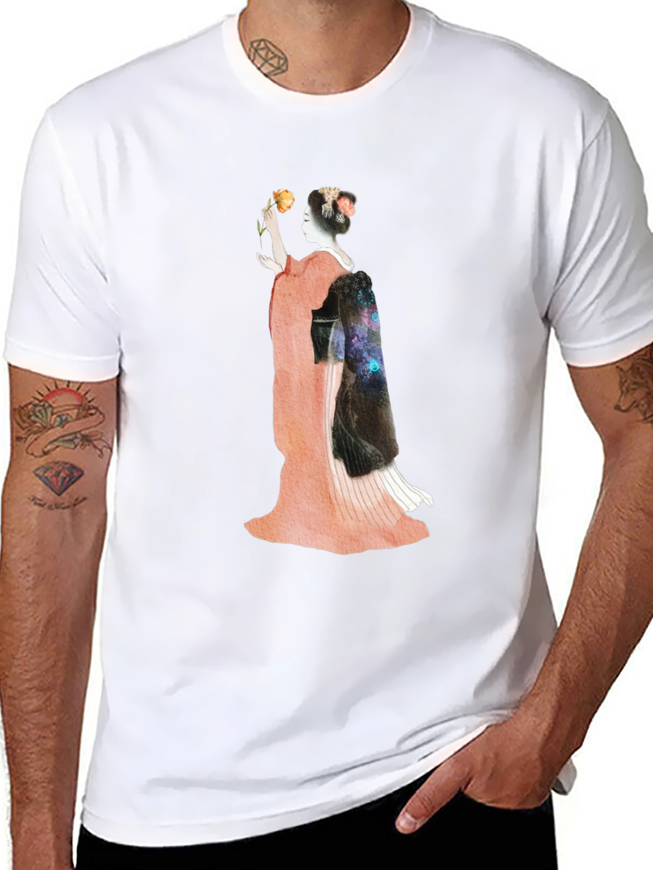 Geisha Graphic Print Black T-Shirt