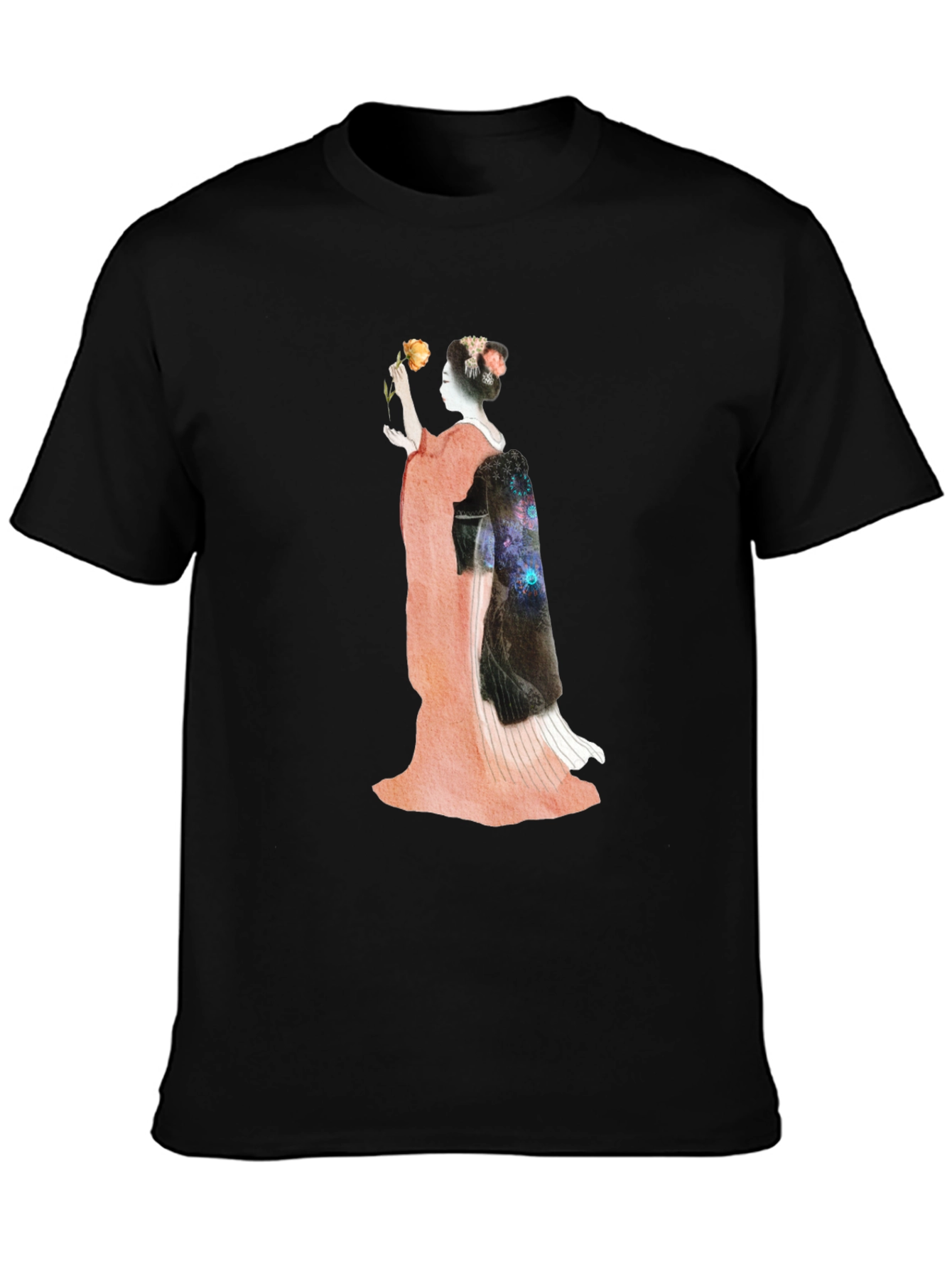 Geisha Graphic Print Black T-Shirt