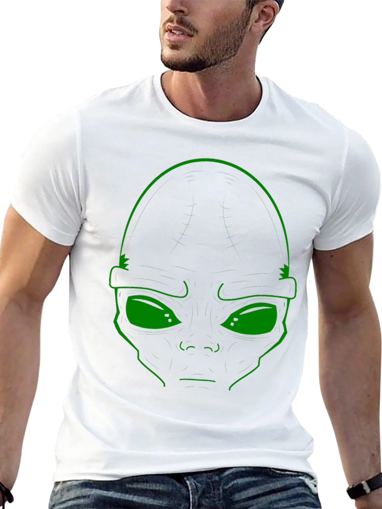 Alien Face Graphic T-Shirt - Black