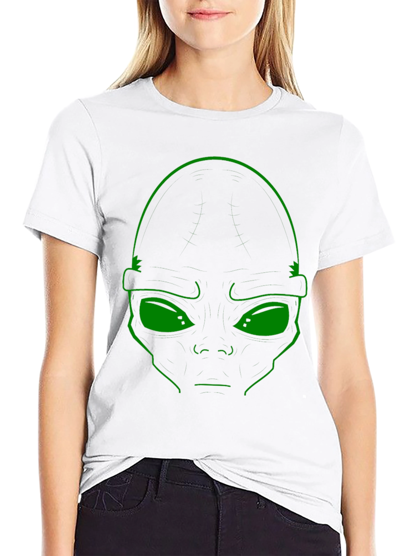 Alien Face Graphic T-Shirt - Black