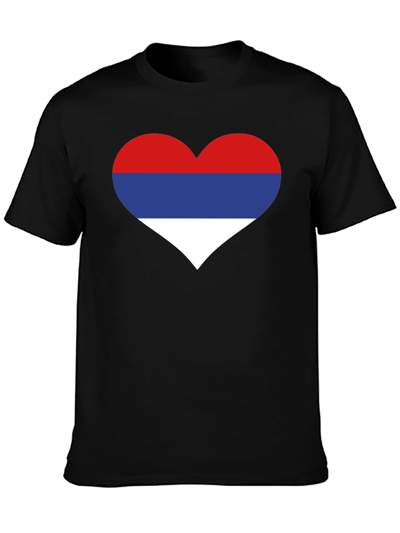 Serbia Flag Heart T-Shirt Black