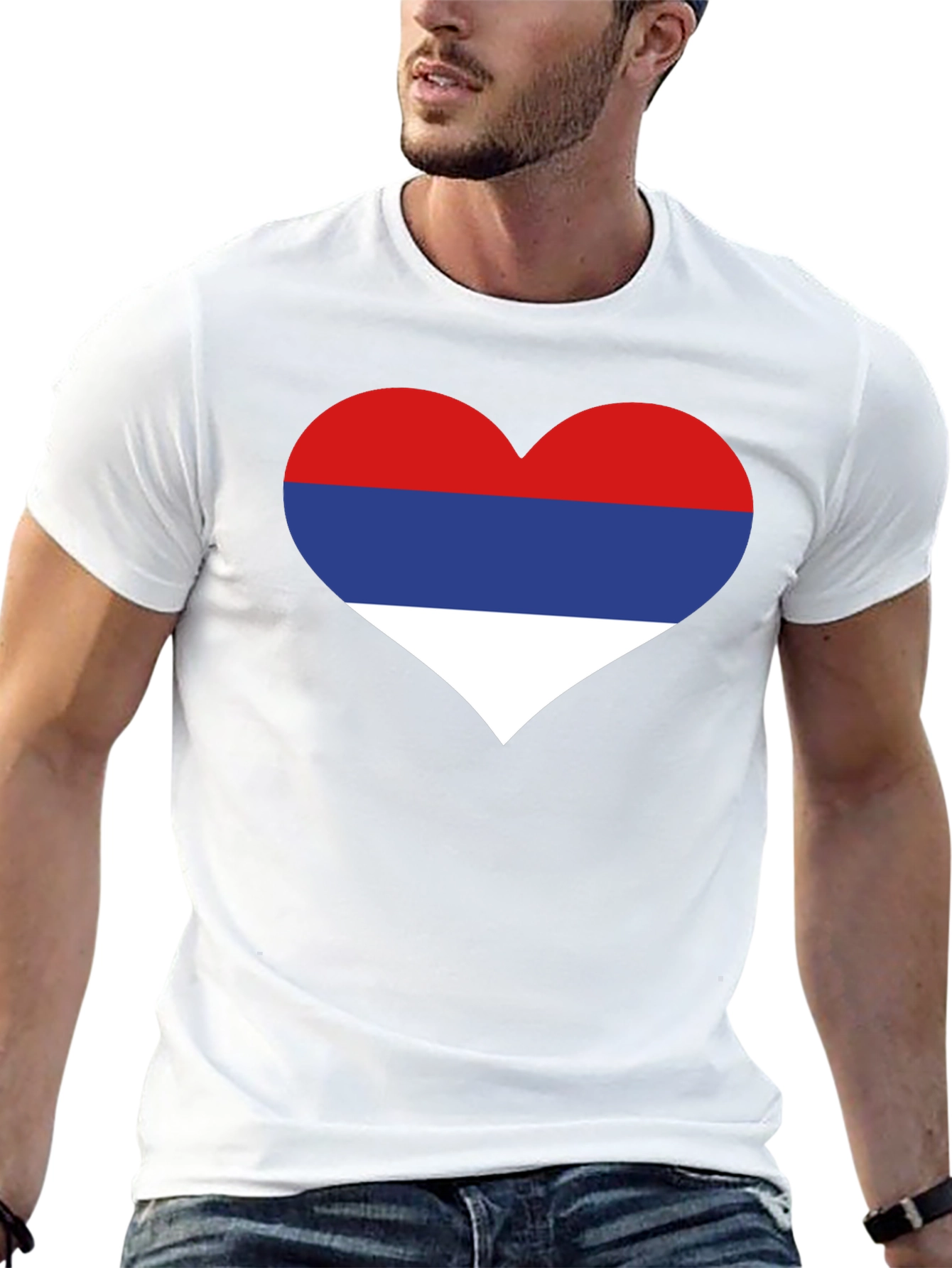 Serbia Flag Heart T-Shirt Black