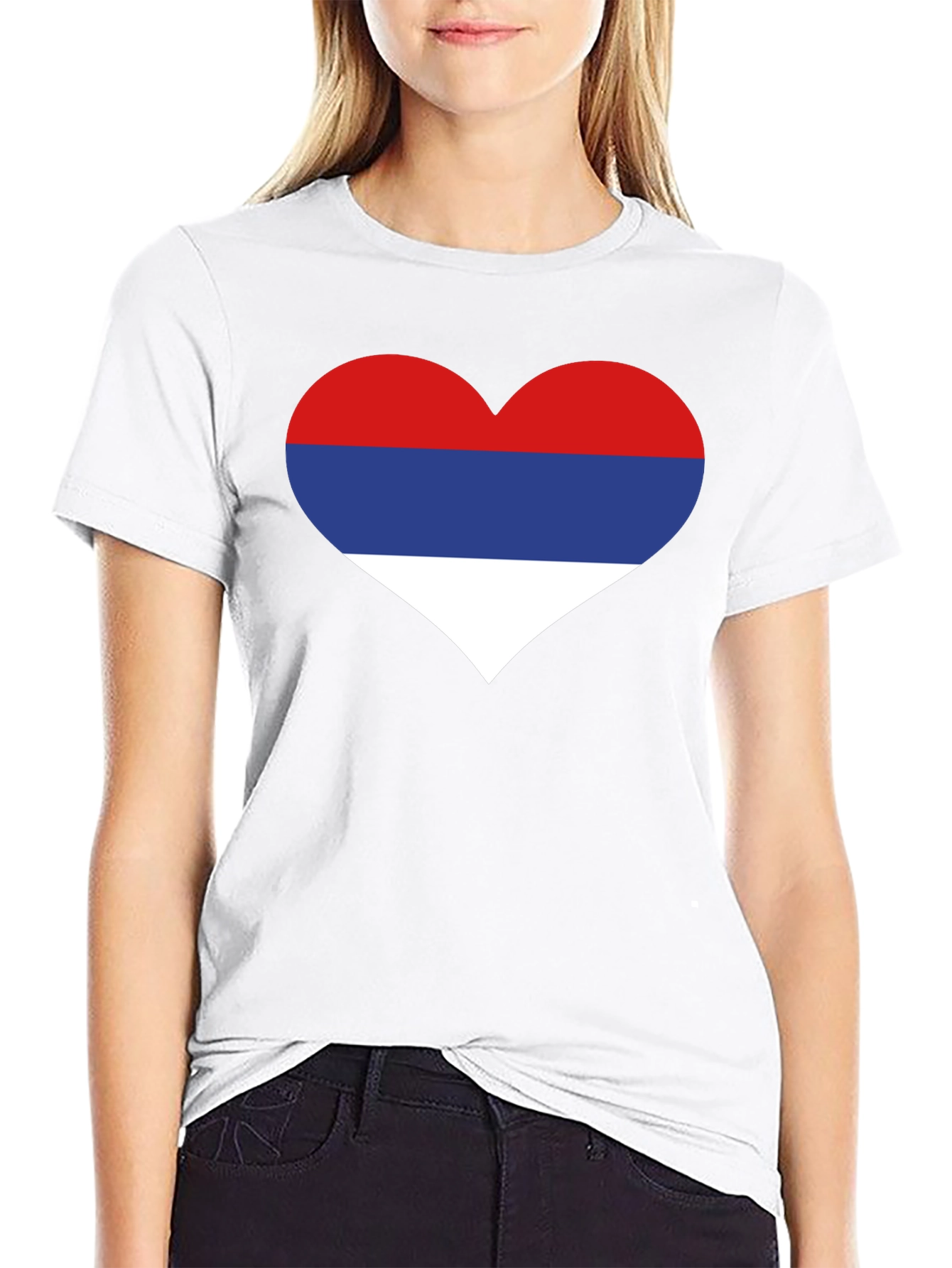 Serbia Flag Heart T-Shirt Black