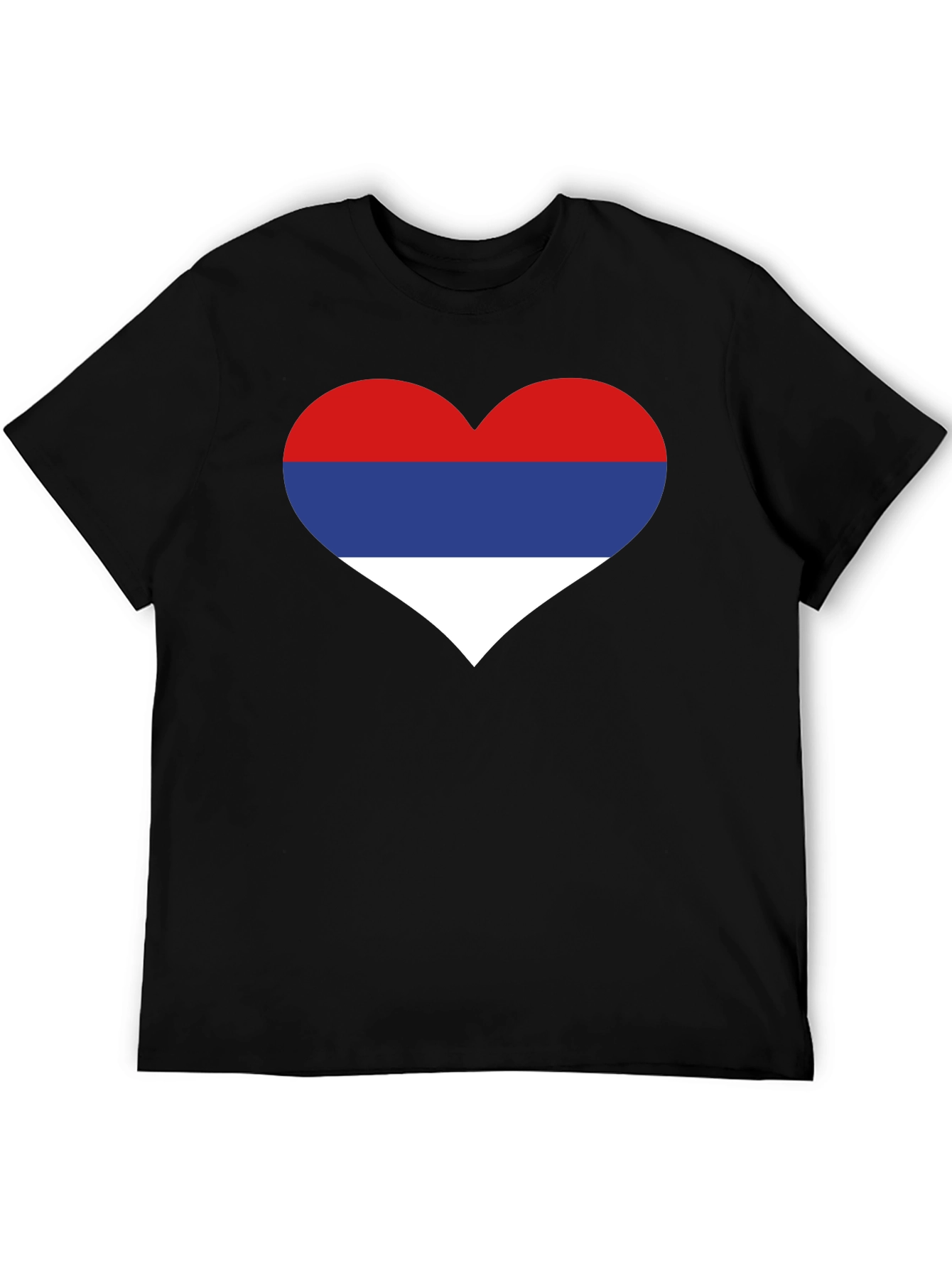 Serbia Flag Heart T-Shirt Black