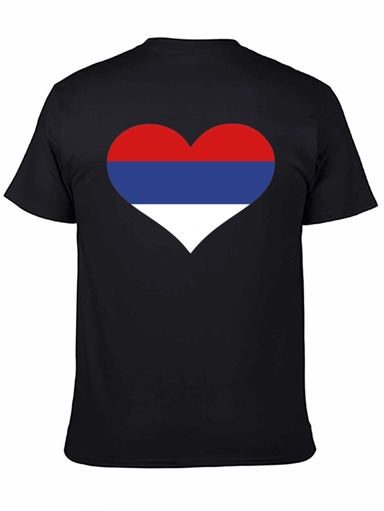 Serbia Flag Heart T-Shirt Black