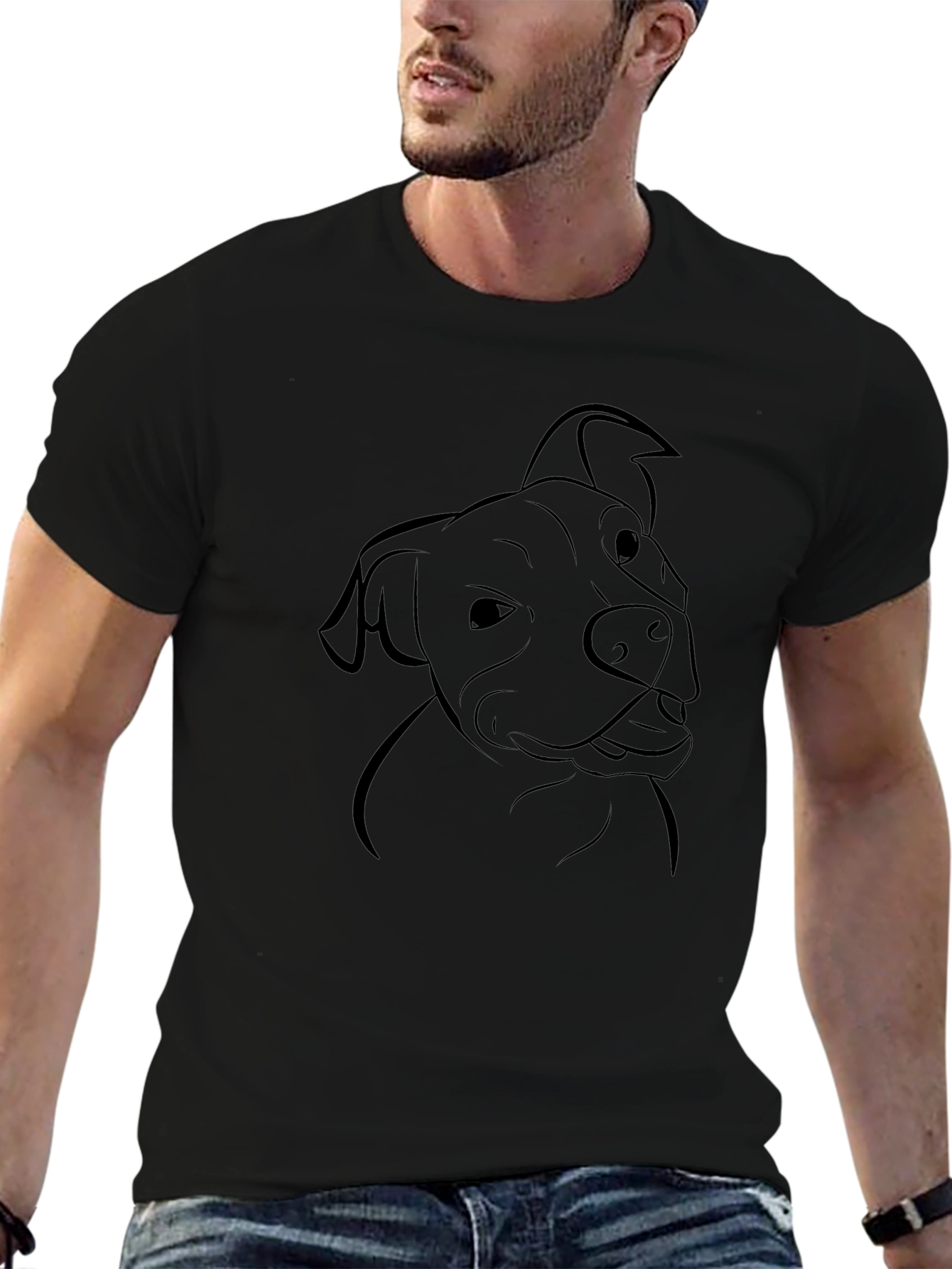 Pitbull Dog Graphic T-Shirt - Black Cotton Tee