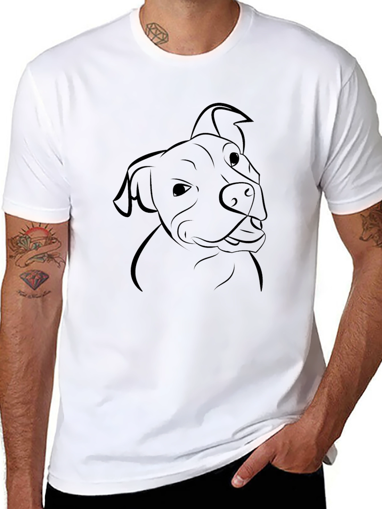 Pitbull Dog Graphic T-Shirt - Black Cotton Tee