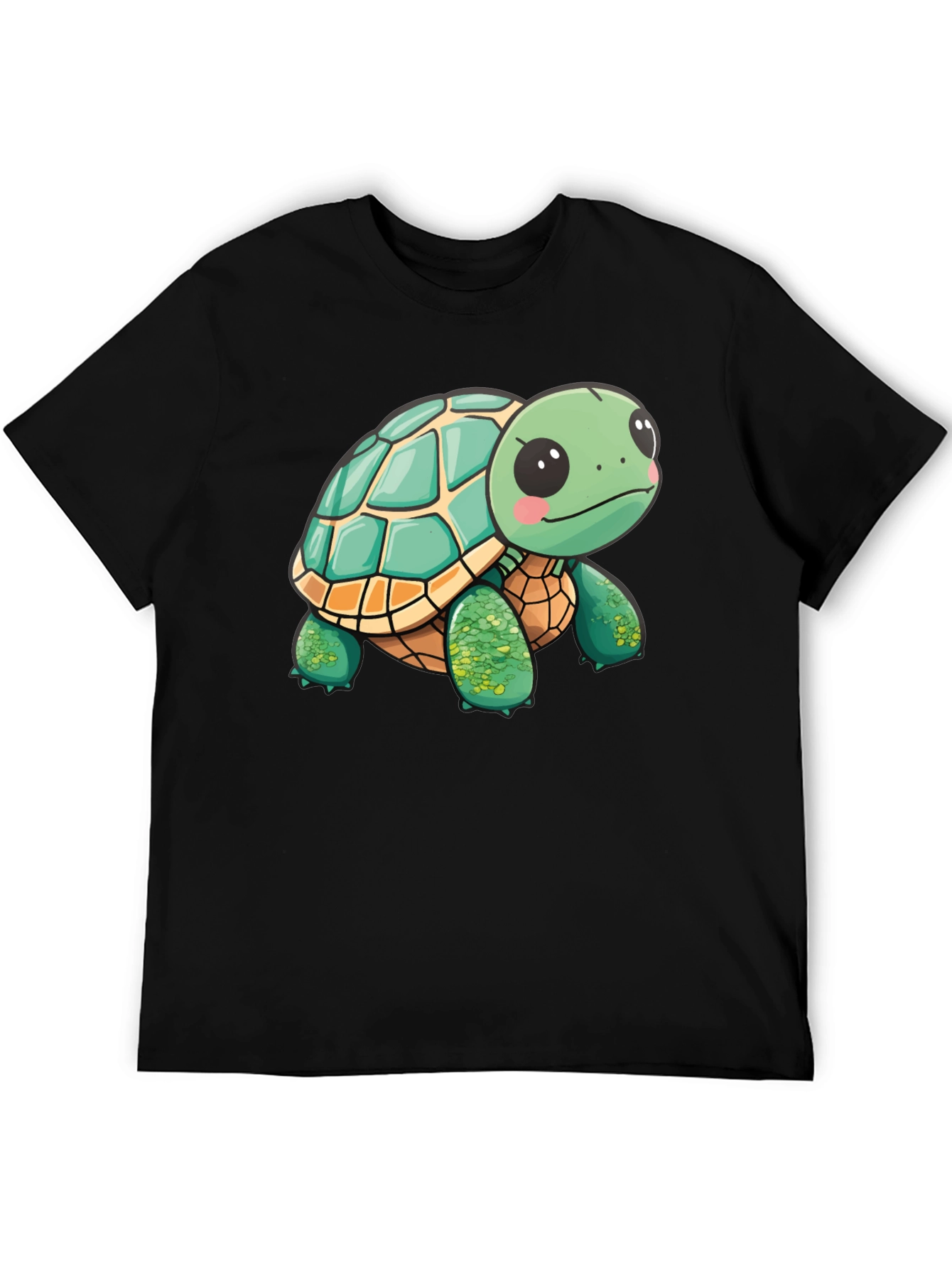 Cute Turtle Graphic Tee - Black