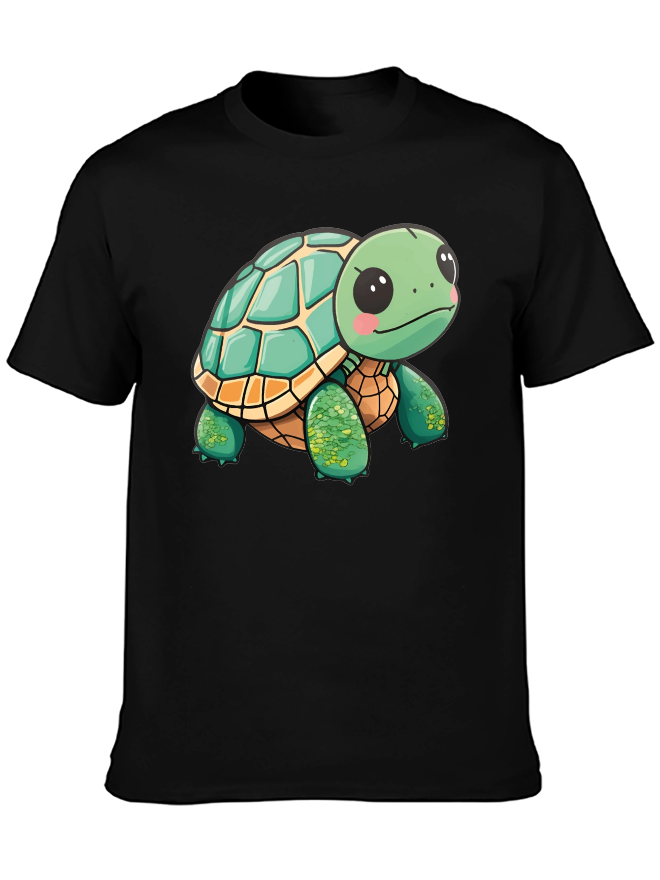 Cute Turtle Graphic Tee - Black