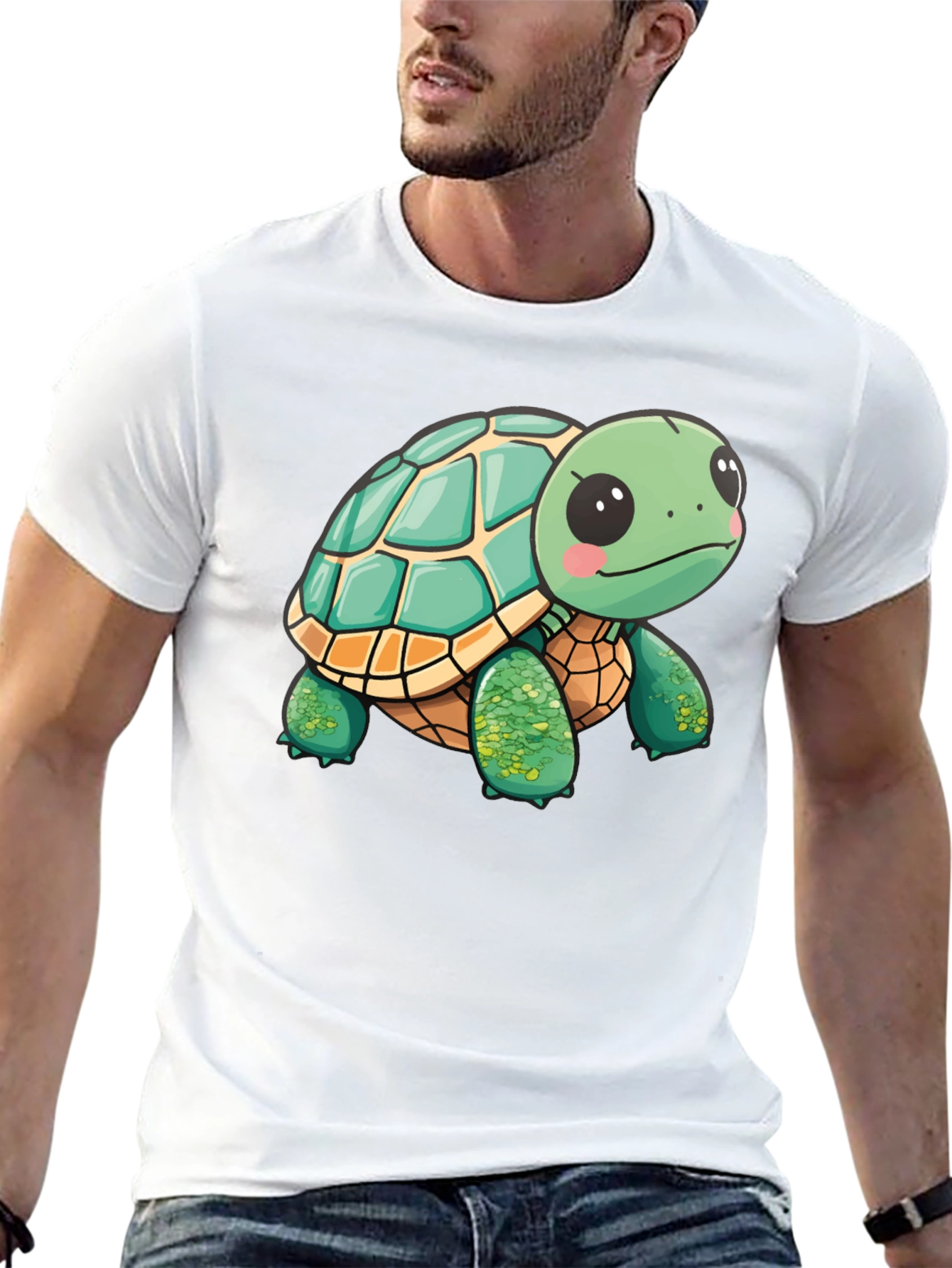 Cute Turtle Graphic Tee - Black