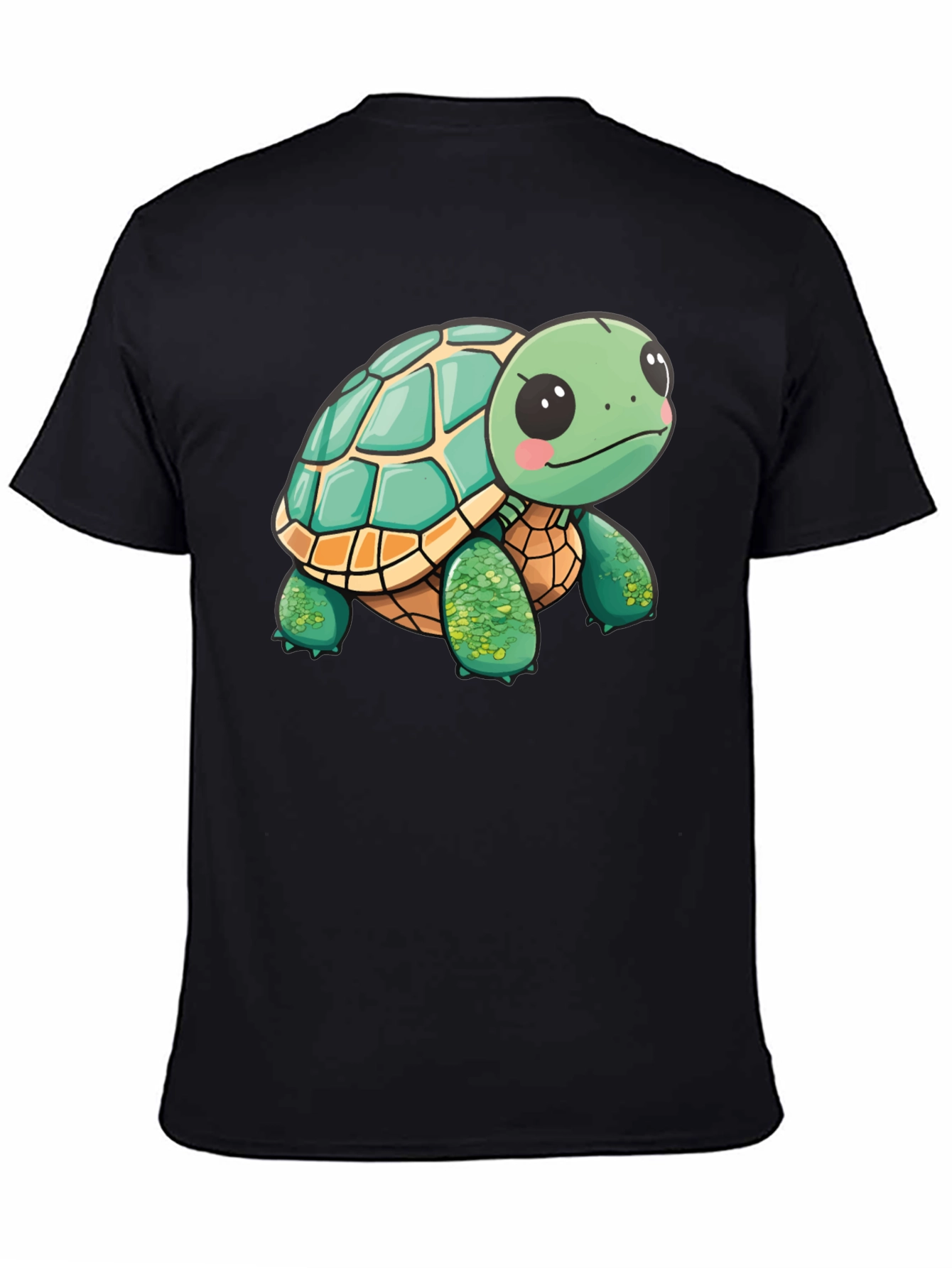 Cute Turtle Graphic Tee - Black