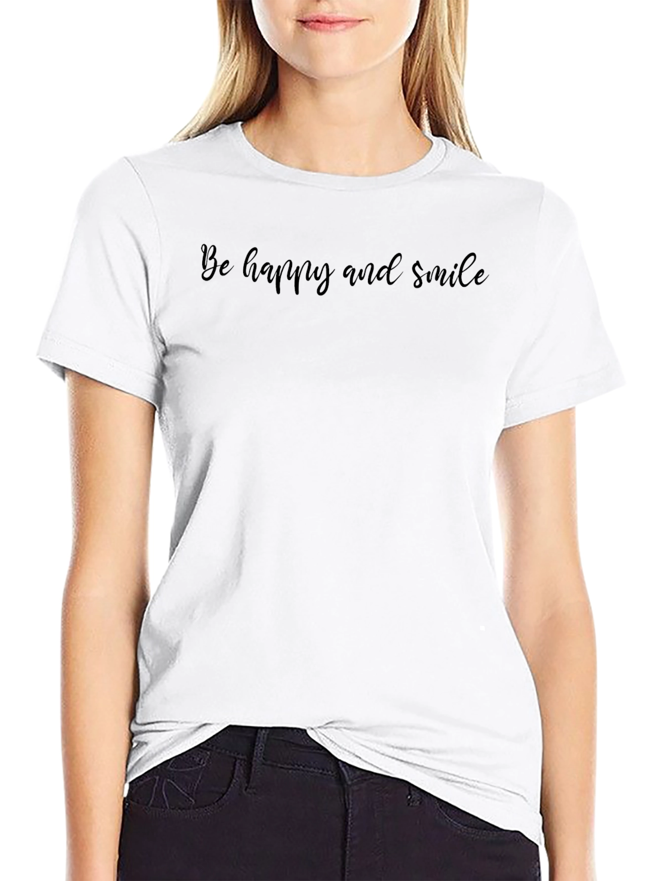 Be Happy and Smile Black T-Shirt