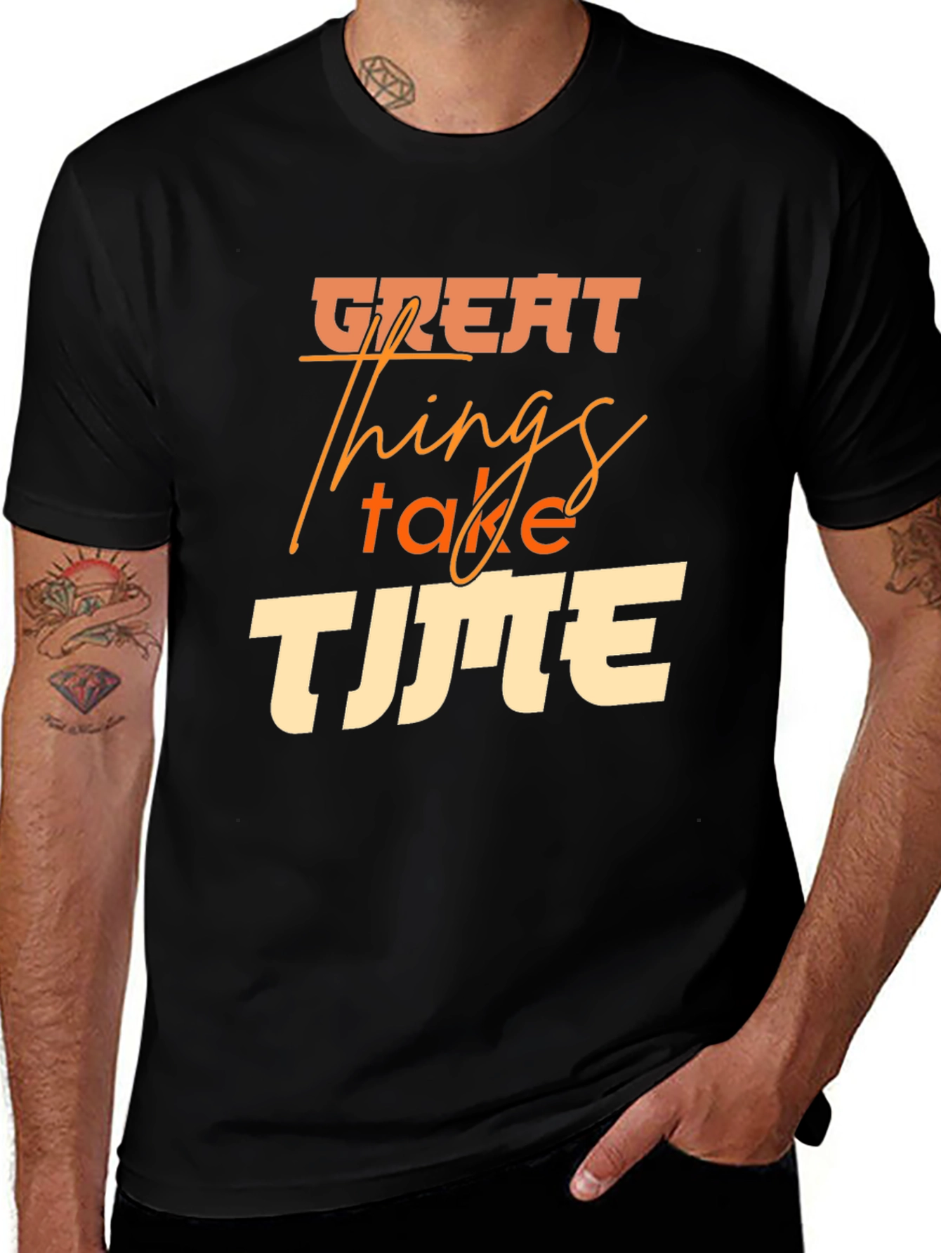 Great Things Take Time Black Graphic Tee