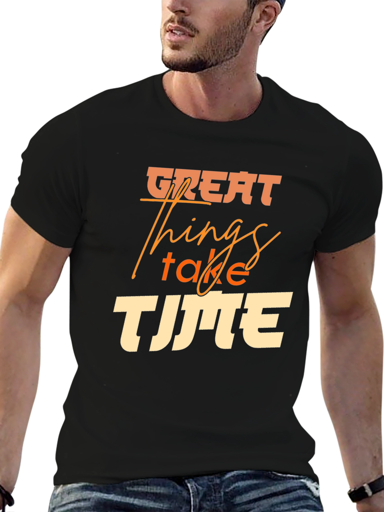 Great Things Take Time Black Graphic Tee