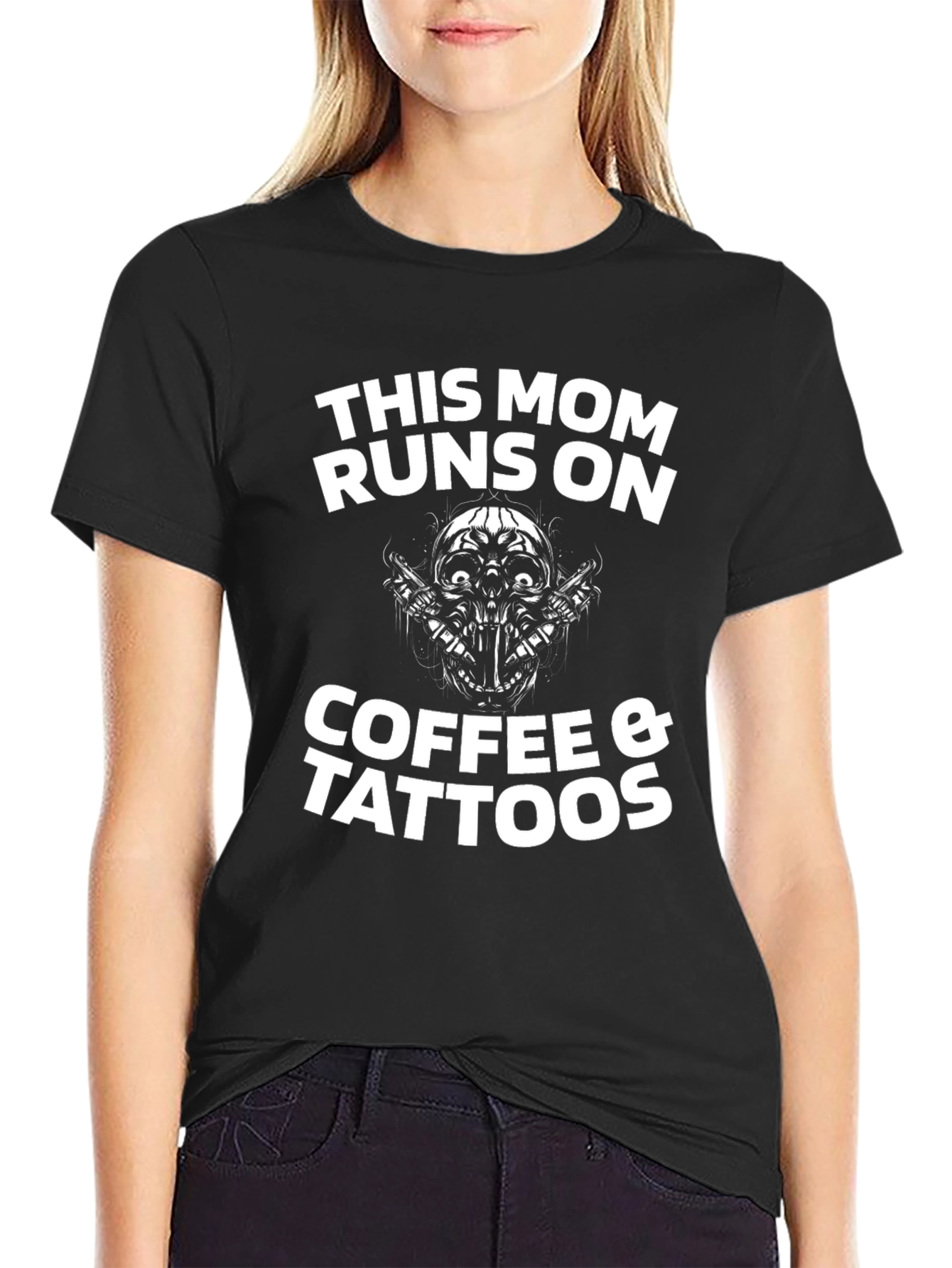 This Mom Runs on Coffee & Tattoos Graphic T-Shirt