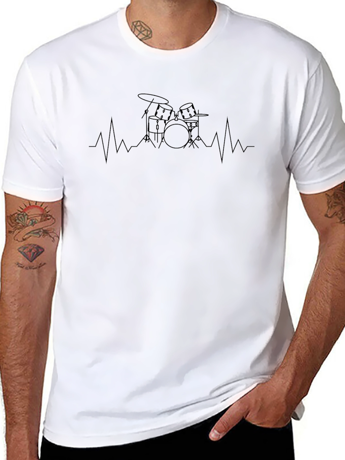 Drumbeat Heartbeat Black Graphic T-Shirt