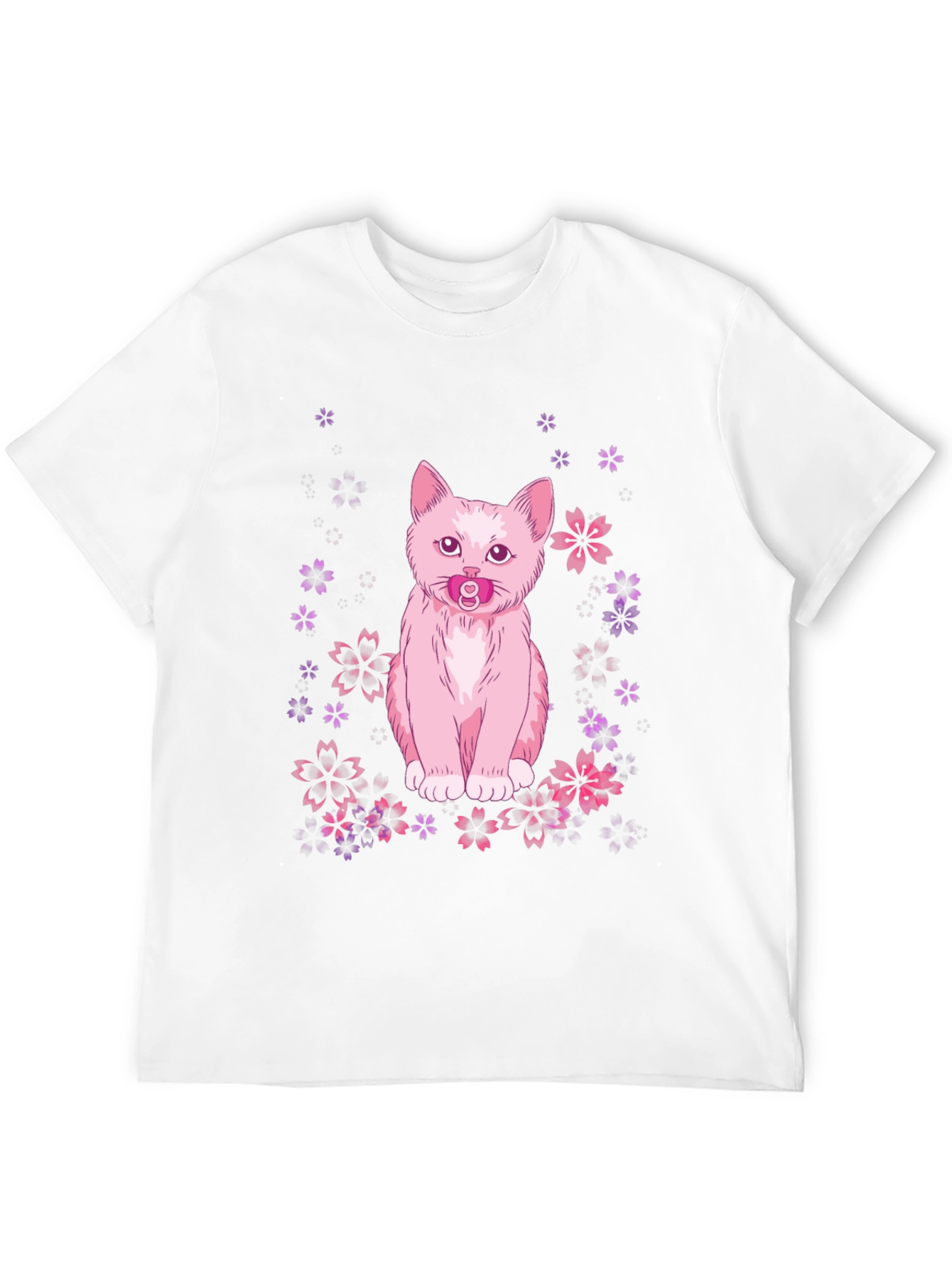 Cute Cat With Pacifier Graphic T-Shirt