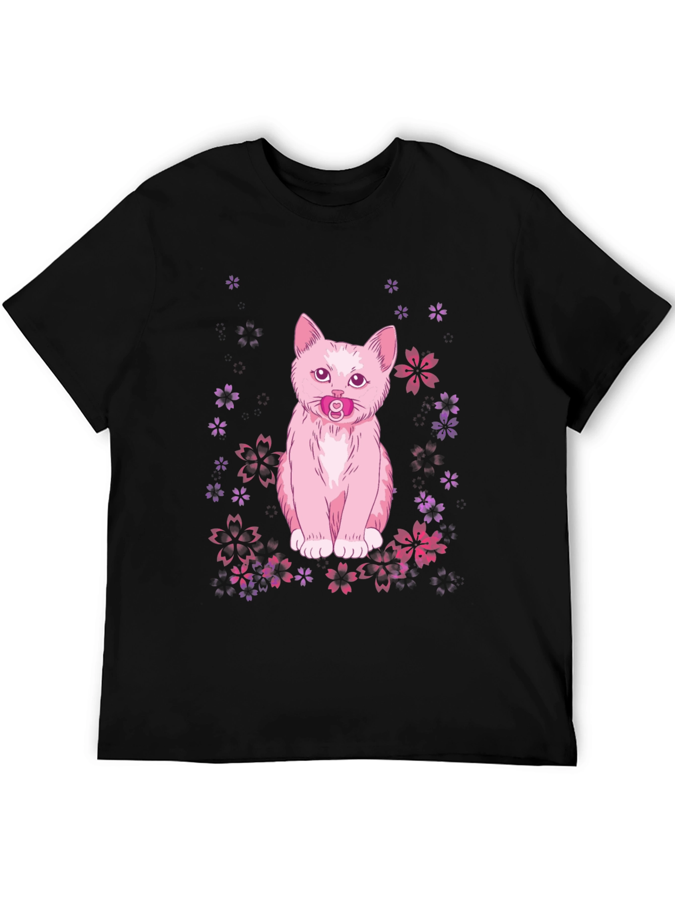 Cute Cat With Pacifier Graphic T-Shirt