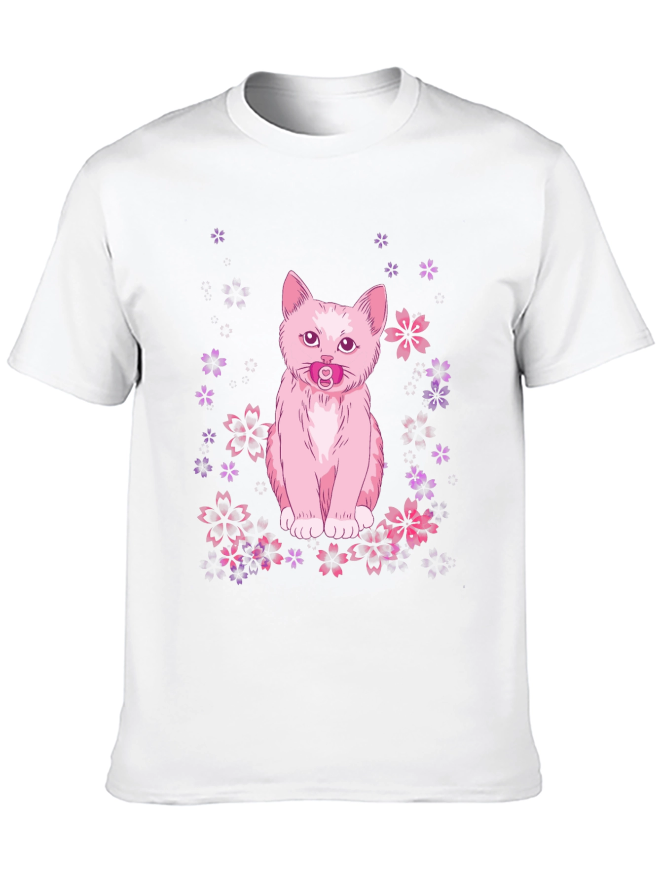 Cute Cat With Pacifier Graphic T-Shirt