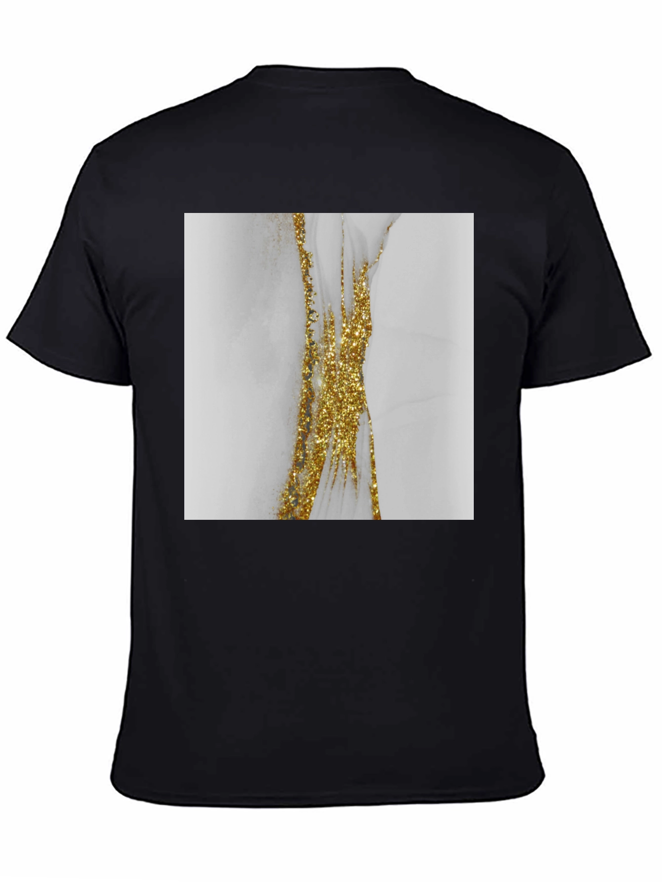 Modern Marble Gold Accent Black T-Shirt