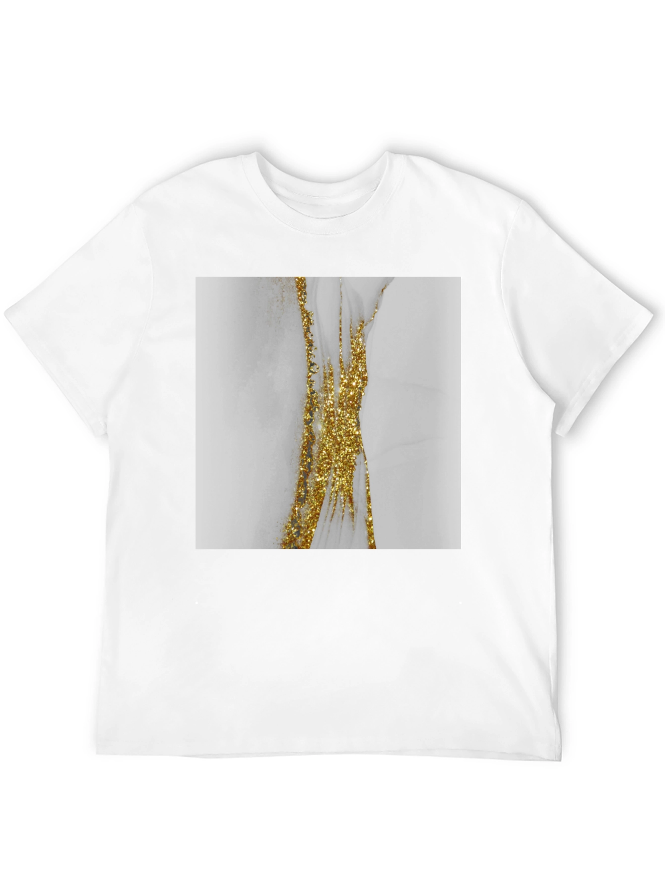 Modern Marble Gold Accent Black T-Shirt