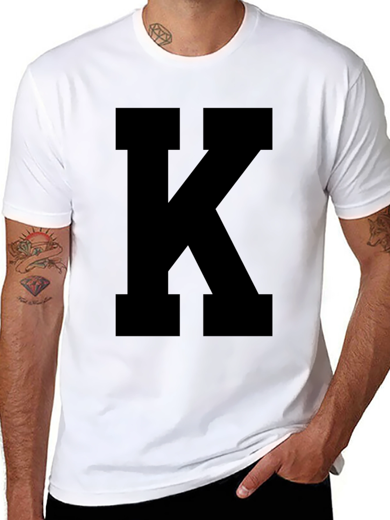 Bold Black K Graphic Tee - Classic Comfort