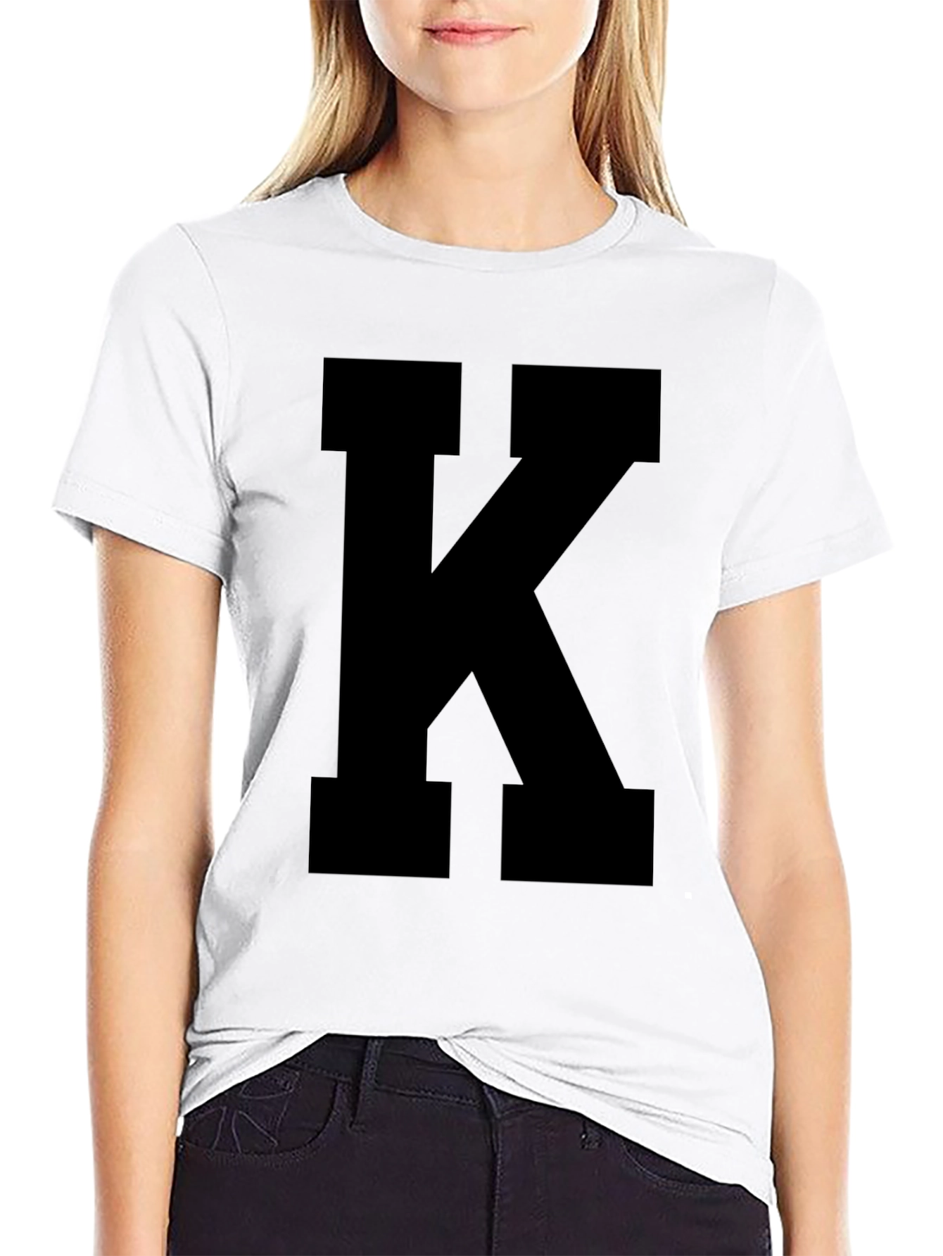 Bold Black K Graphic Tee - Classic Comfort